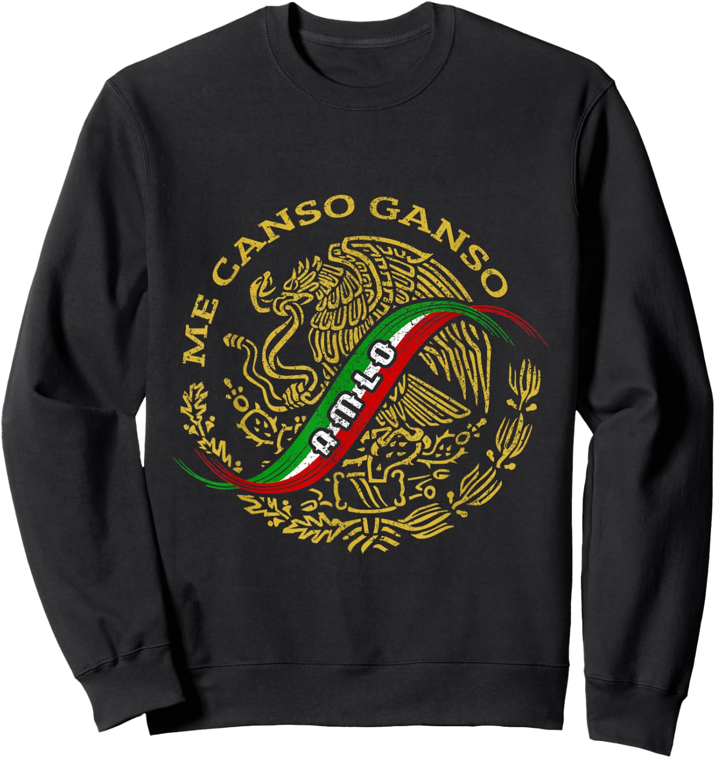 AMLO Aguila Dorada Mexicana Tricolor Mexican Eagle Sweatshirt - Sweatshirt | Black