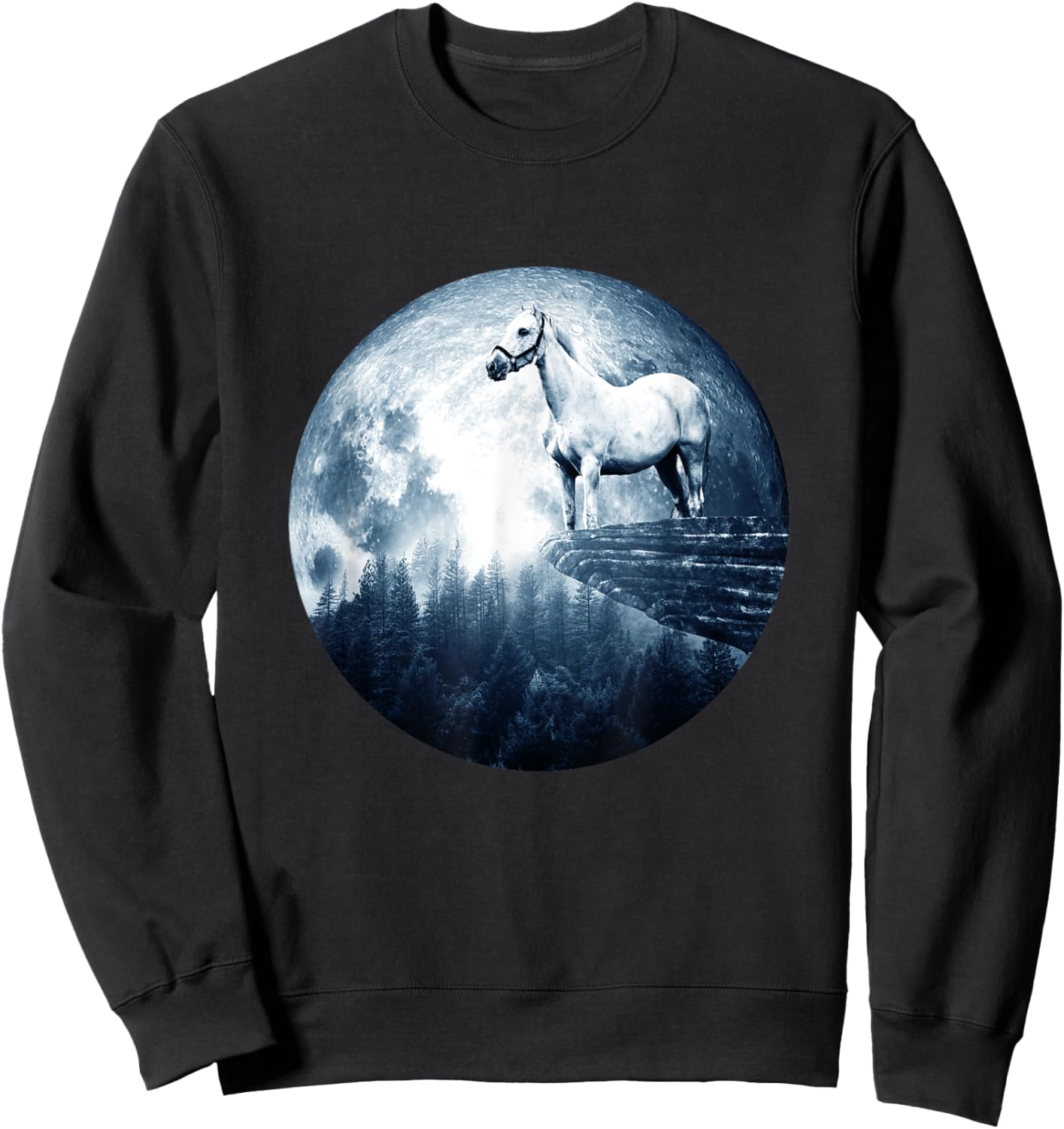 Horse Moon Horse Men Kids Girls Boy Horse Sweatshirt - Sweatshirt | Black