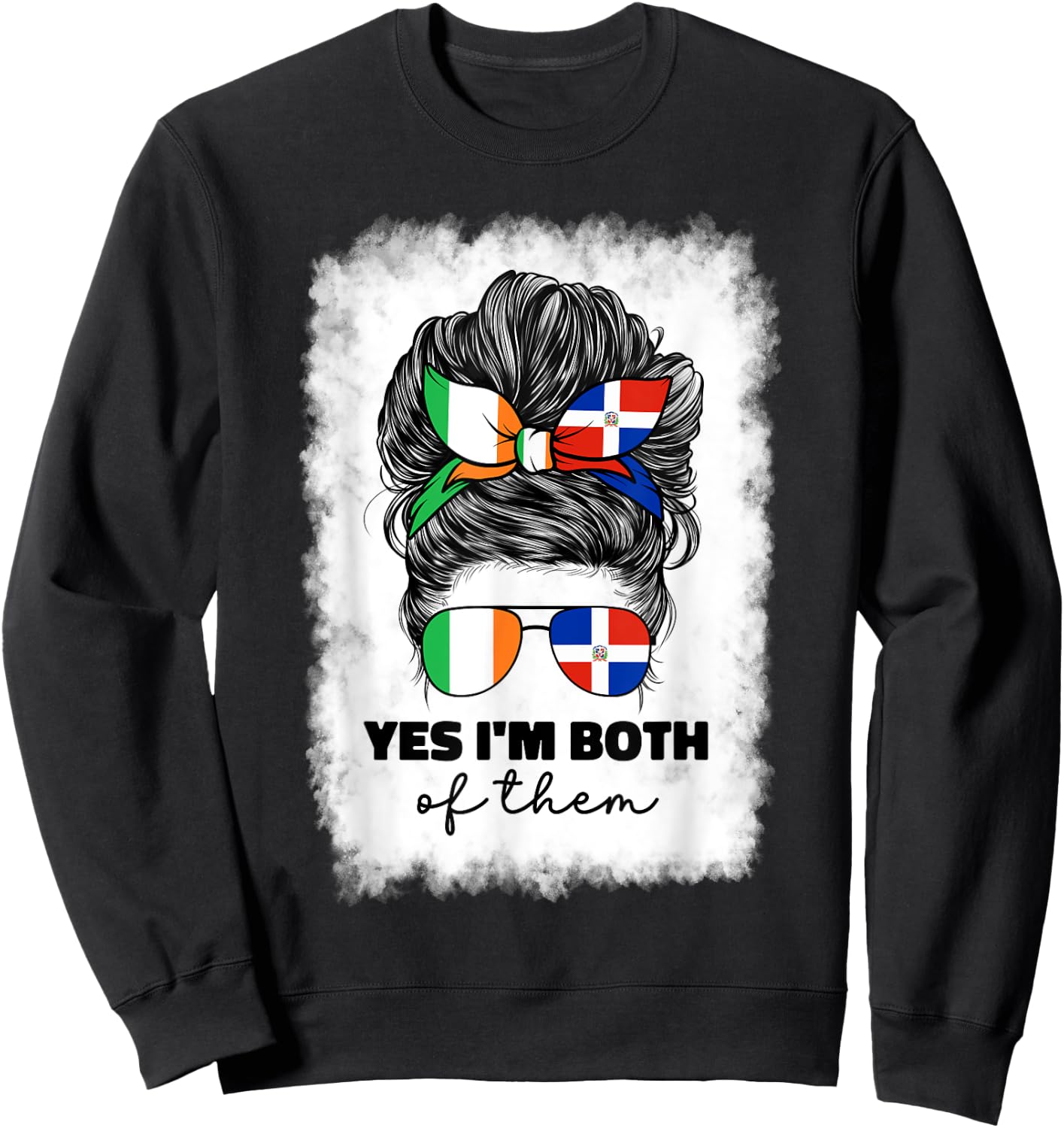Half Dominican Republic And Irish Ireland Flag Girl Women Sweatshirt - Sweatshirt | Black