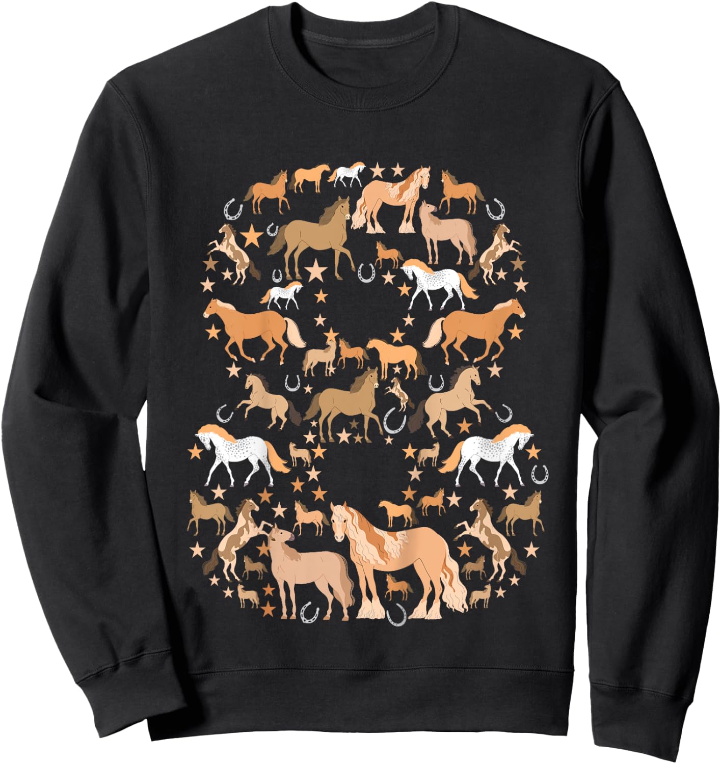 Little Girls 8 Years Old 8th Birthday Horse Graphic Cute Sweatshirt - Sweatshirt | Black