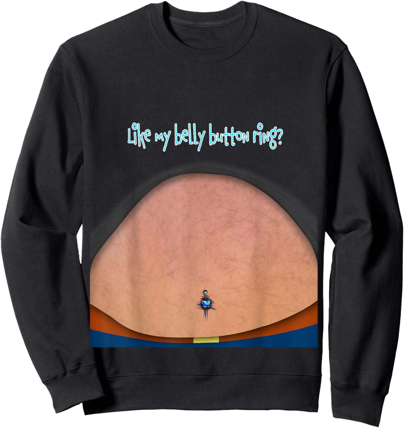 Fake Fat Hairy Belly Dad Bod with Bellybutton Ring Sweatshirt - Sweatshirt | Black