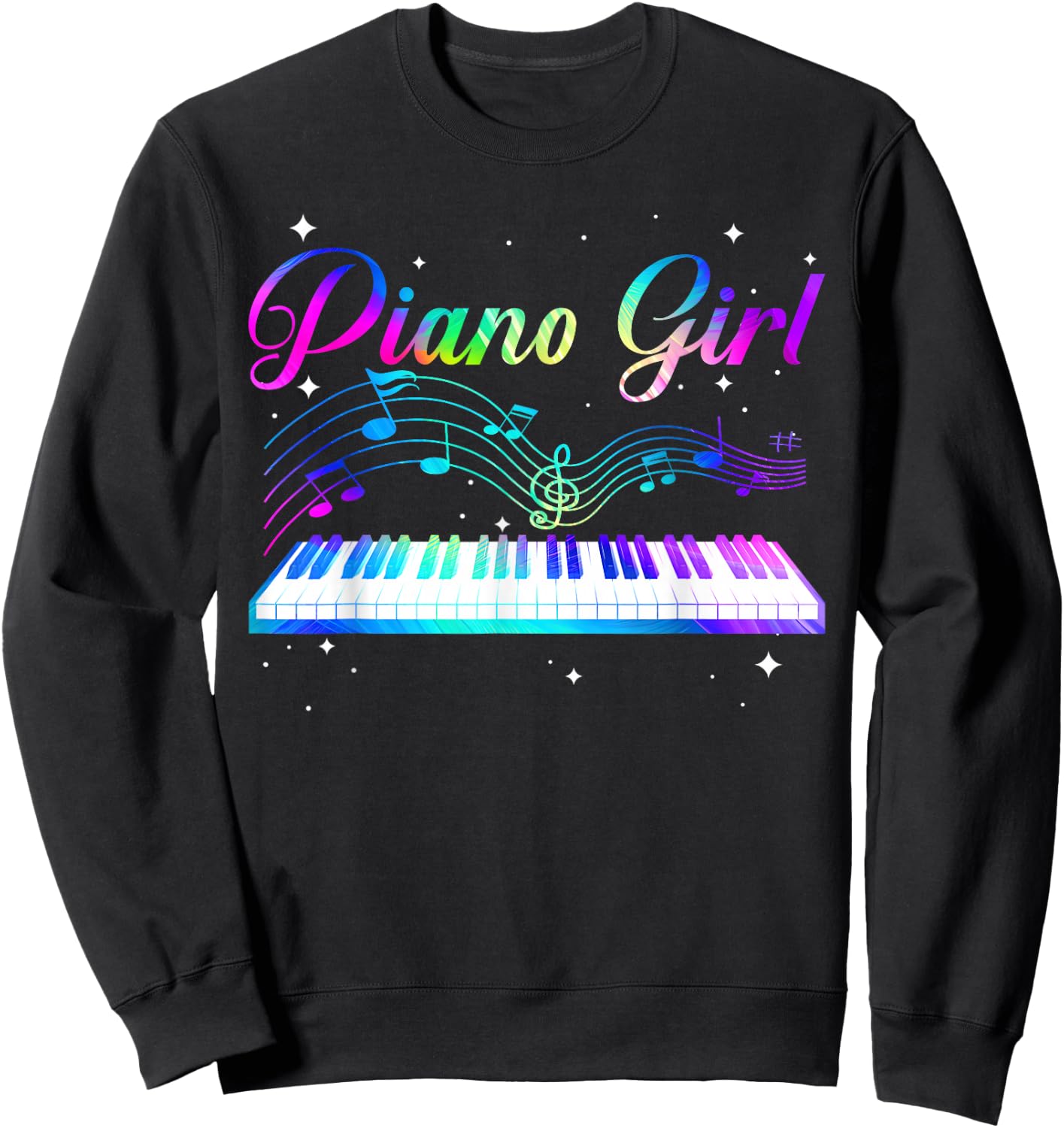 Funny Piano Art for Girls Women Musical Themed Piano Players Sweatshirt - Sweatshirt | Black
