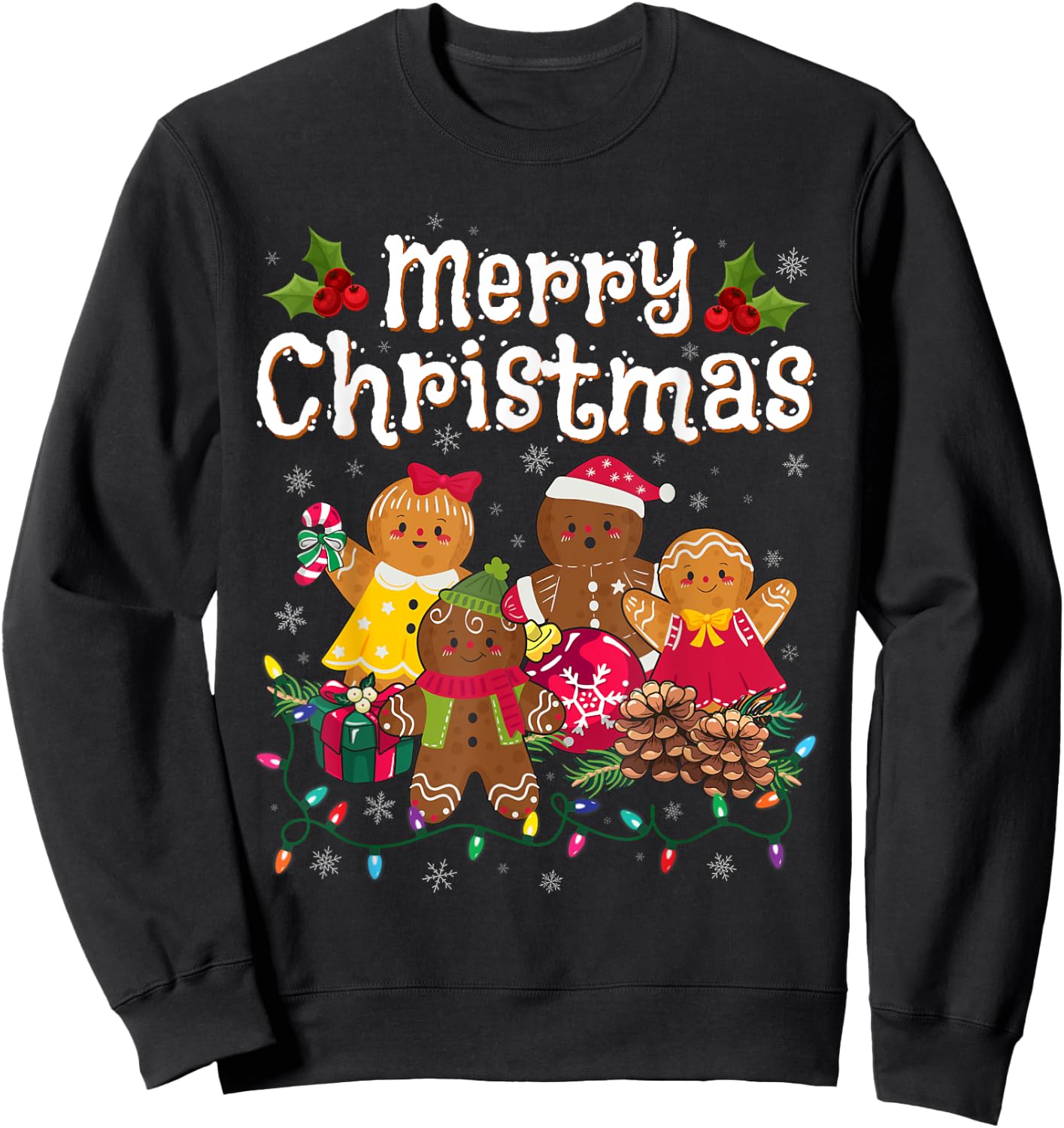 Merry Christmas Gingerbread Cookies Men Women Sweatshirt - Sweatshirt | Black