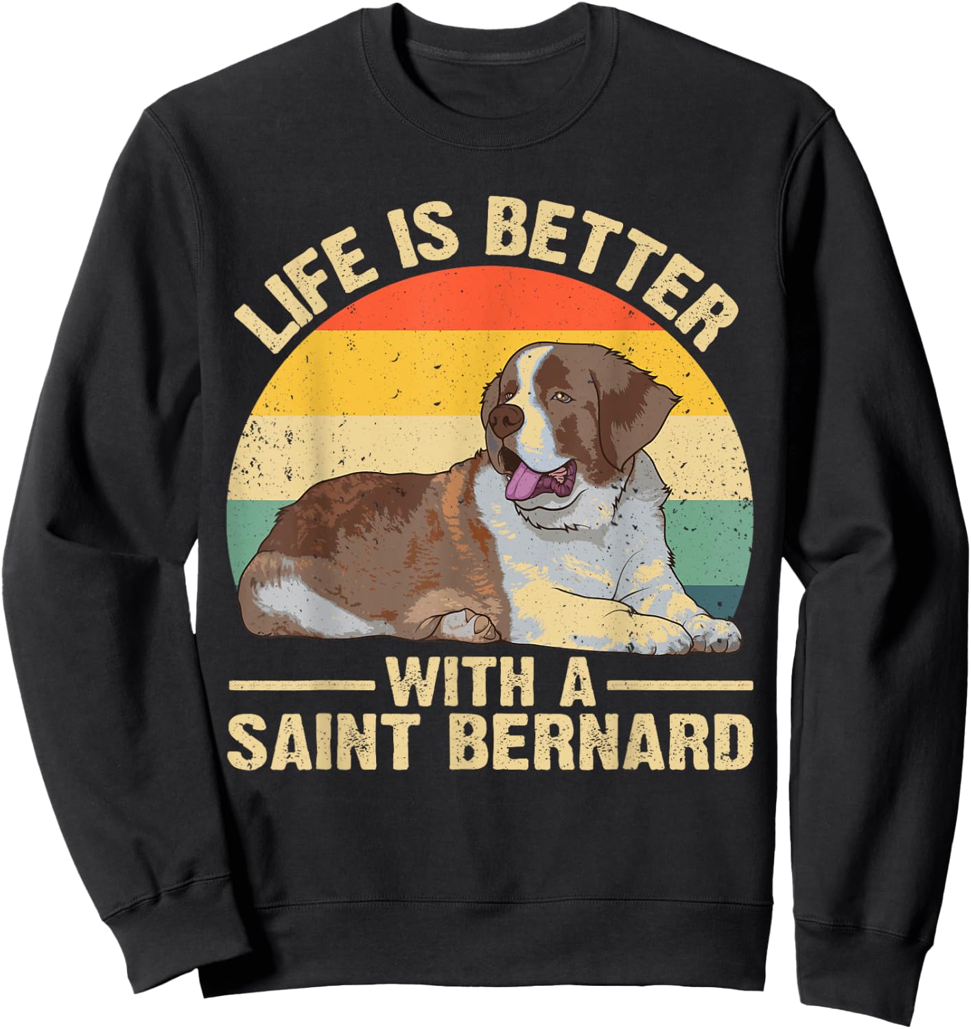 Cute Saint Bernard Design Women Saint Bernard Dog Sweatshirt - Sweatshirt | Black