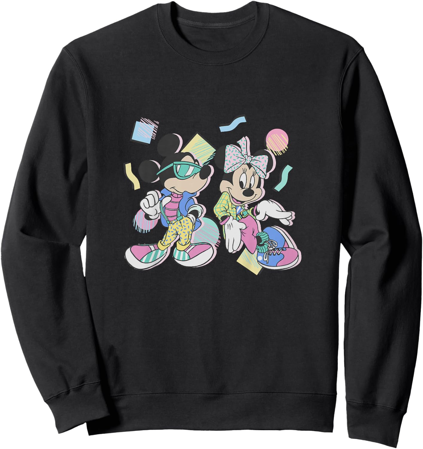 Kids Disney Mickey and Friends Mickey & Minnie Retro 80's Youth Sweatshirt - Sweatshirt | Black