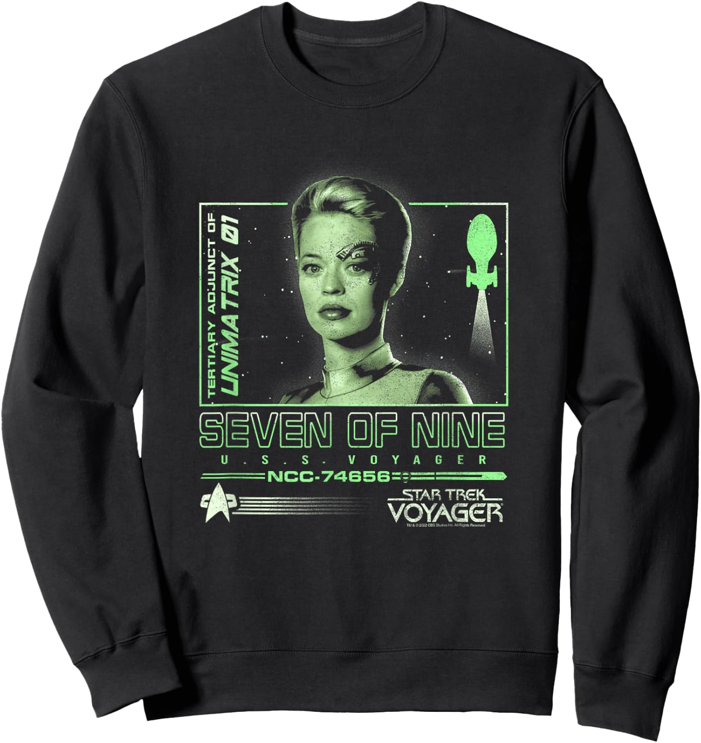 Star Trek: Voyager Seven of Nine Neon Starfleet Portrait Sweatshirt - Sweatshirt | Black
