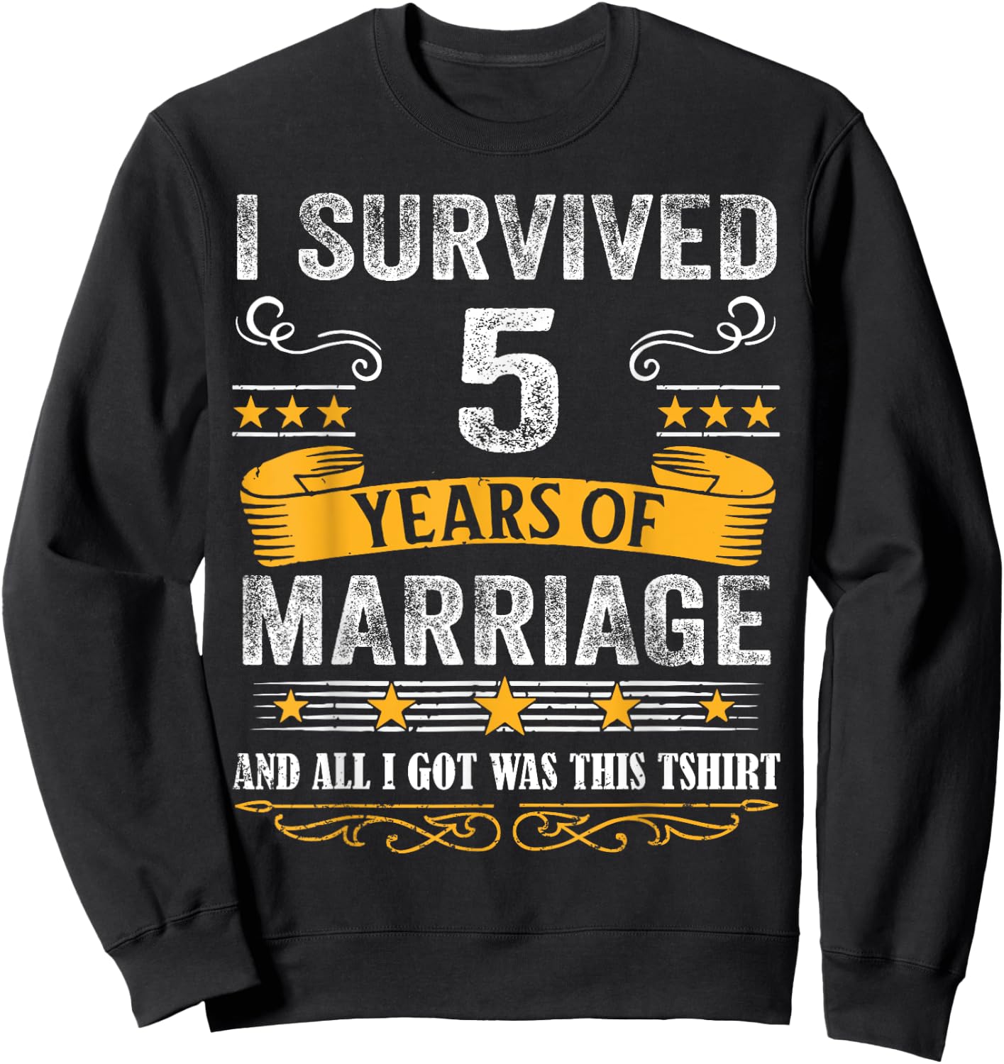 5th Wedding Anniversary shirt Couples Husband Wife 5 Years Sweatshirt - Sweatshirt | Black