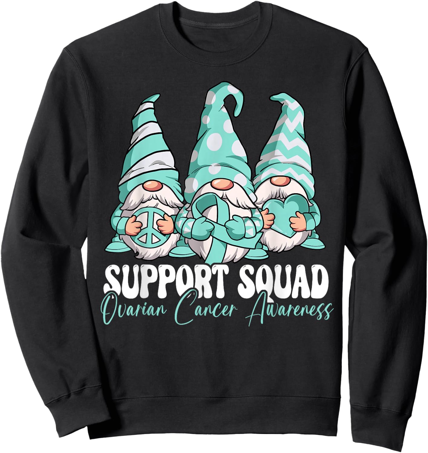 Support Squad Ovarian Cancer Awareness Month Sweatshirt - Sweatshirt | Black