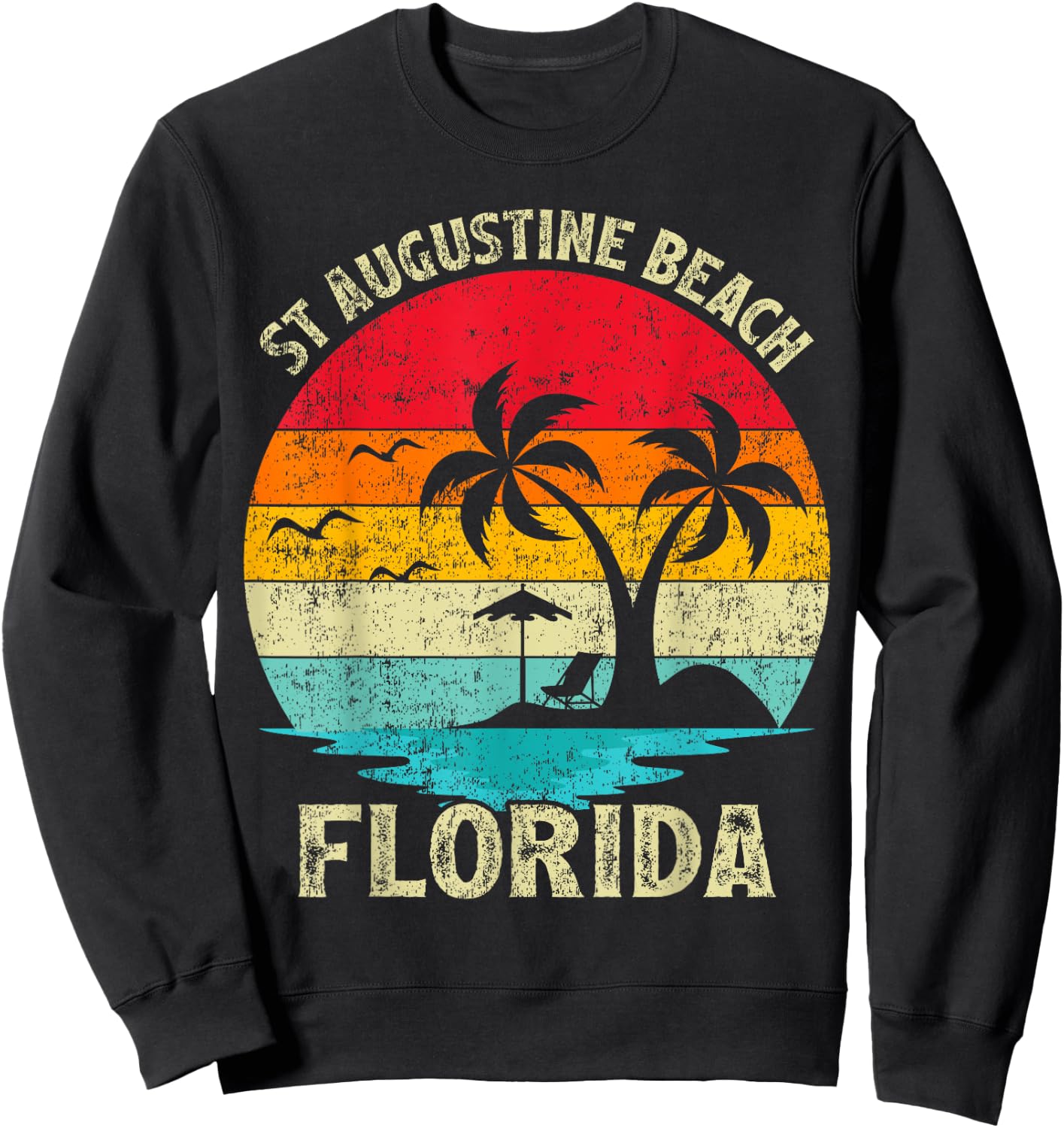 Family Vacation Vintage Retro Florida St Augustine Beach Sweatshirt - Sweatshirt | Black