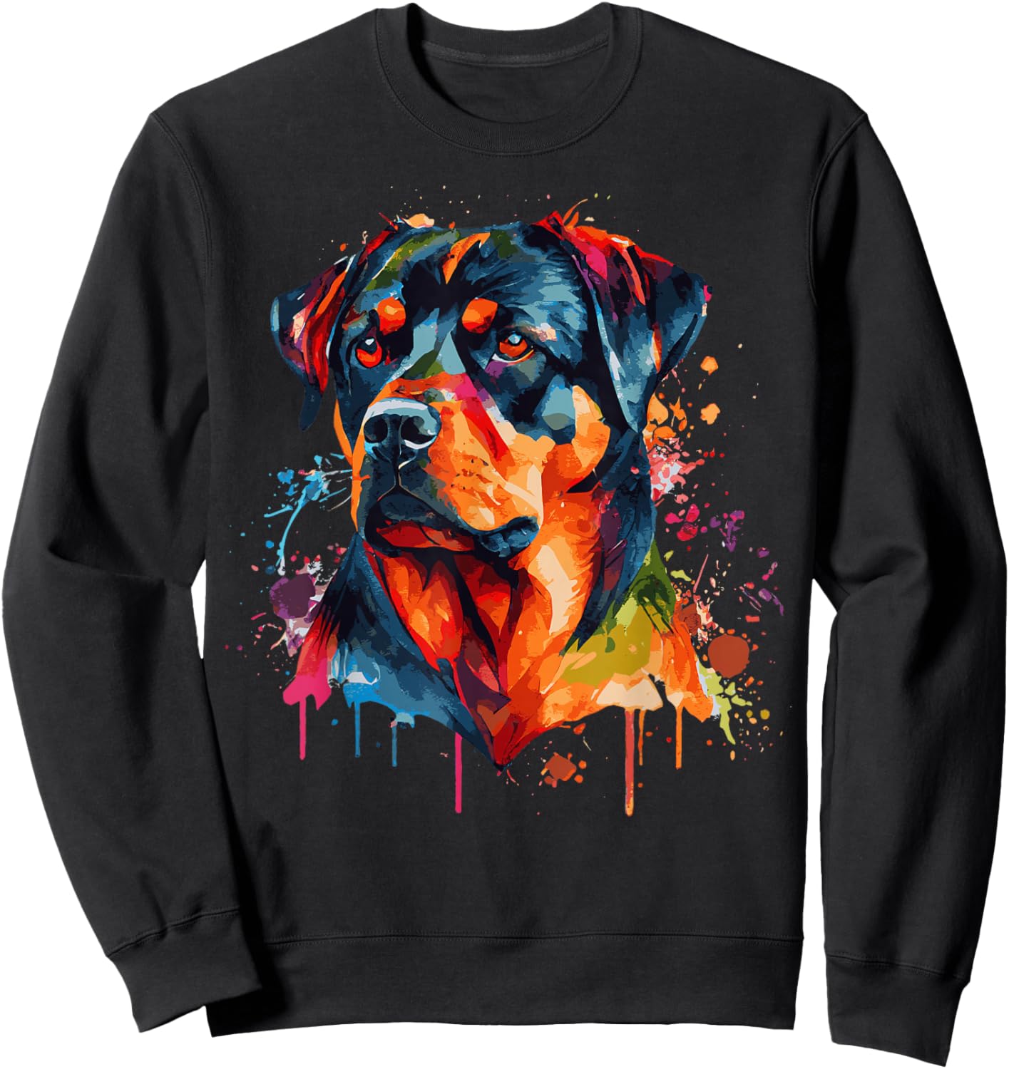 Watercolor Rottweiler Colorful Rottie Dog Lover Sweatshirt - Sweatshirt | Black