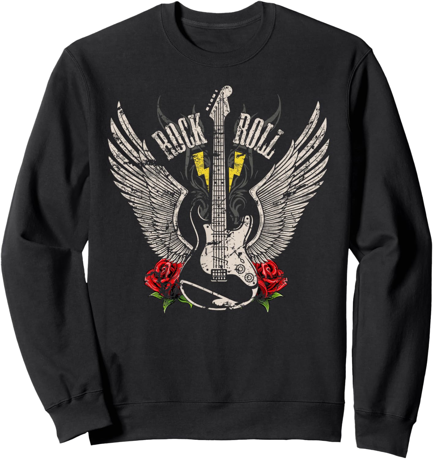 Rock and Roll Guitar Vintage Rock Music Sweatshirt - Sweatshirt | Black