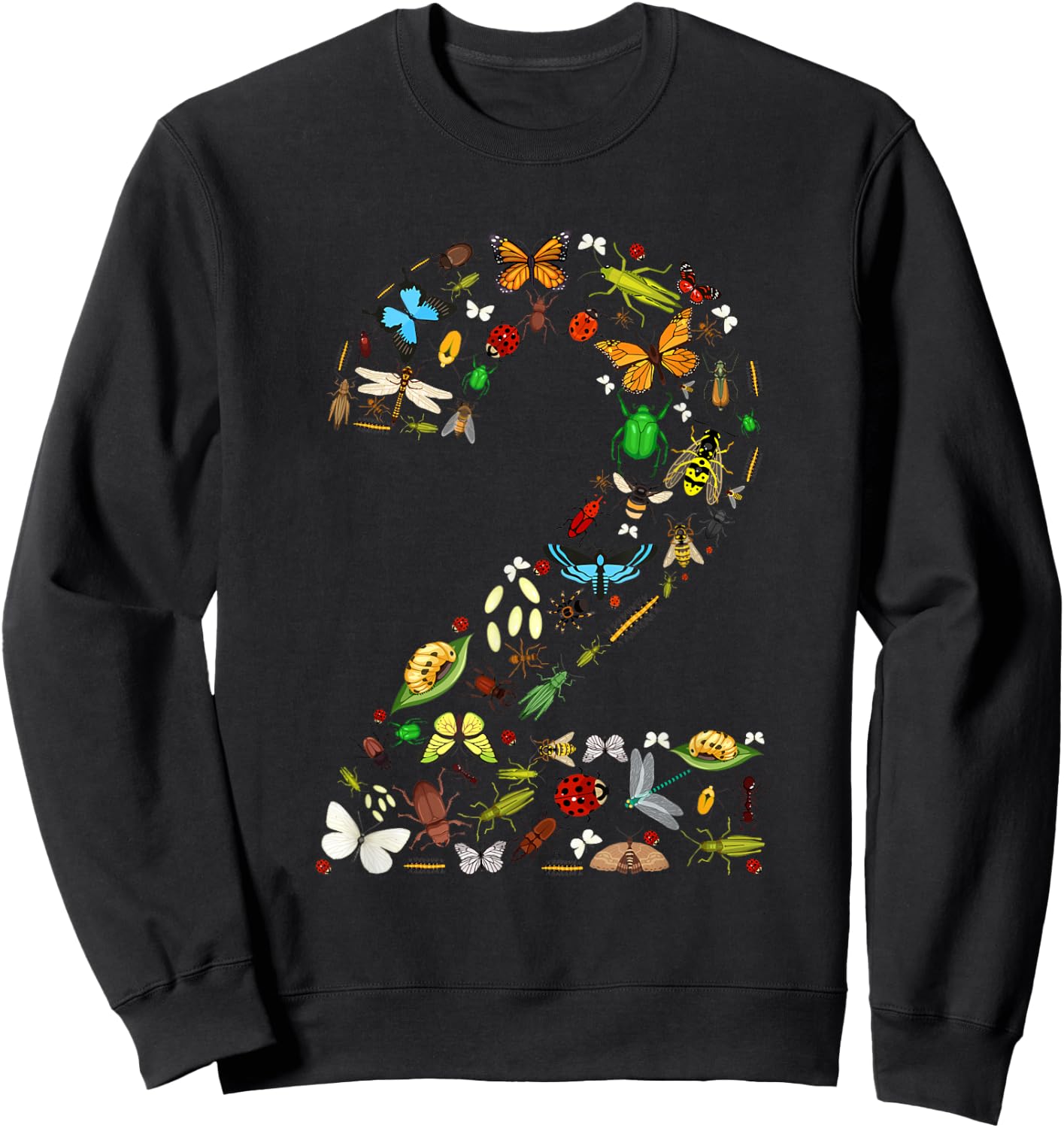 2 Years Old Two Bug 2nd Birthday Bugs Insects Boy Girl Sweatshirt - Sweatshirt | Black