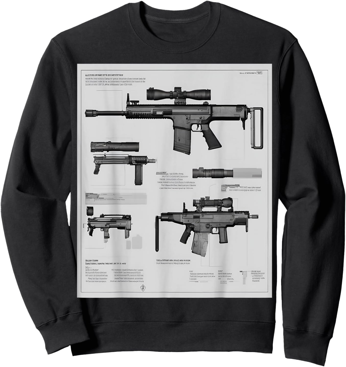 Fn Scar-h Battle Rifle Schematic Sweatshirt - Sweatshirt | Black