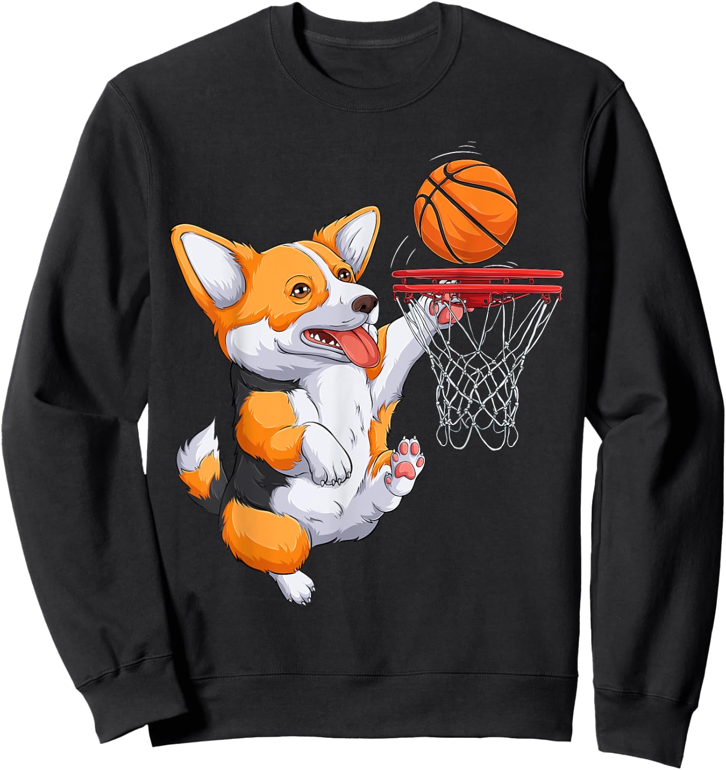 Corgi puppy Corgi Basketball for Pet Lovers Women men Kids Sweatshirt - Sweatshirt | Black