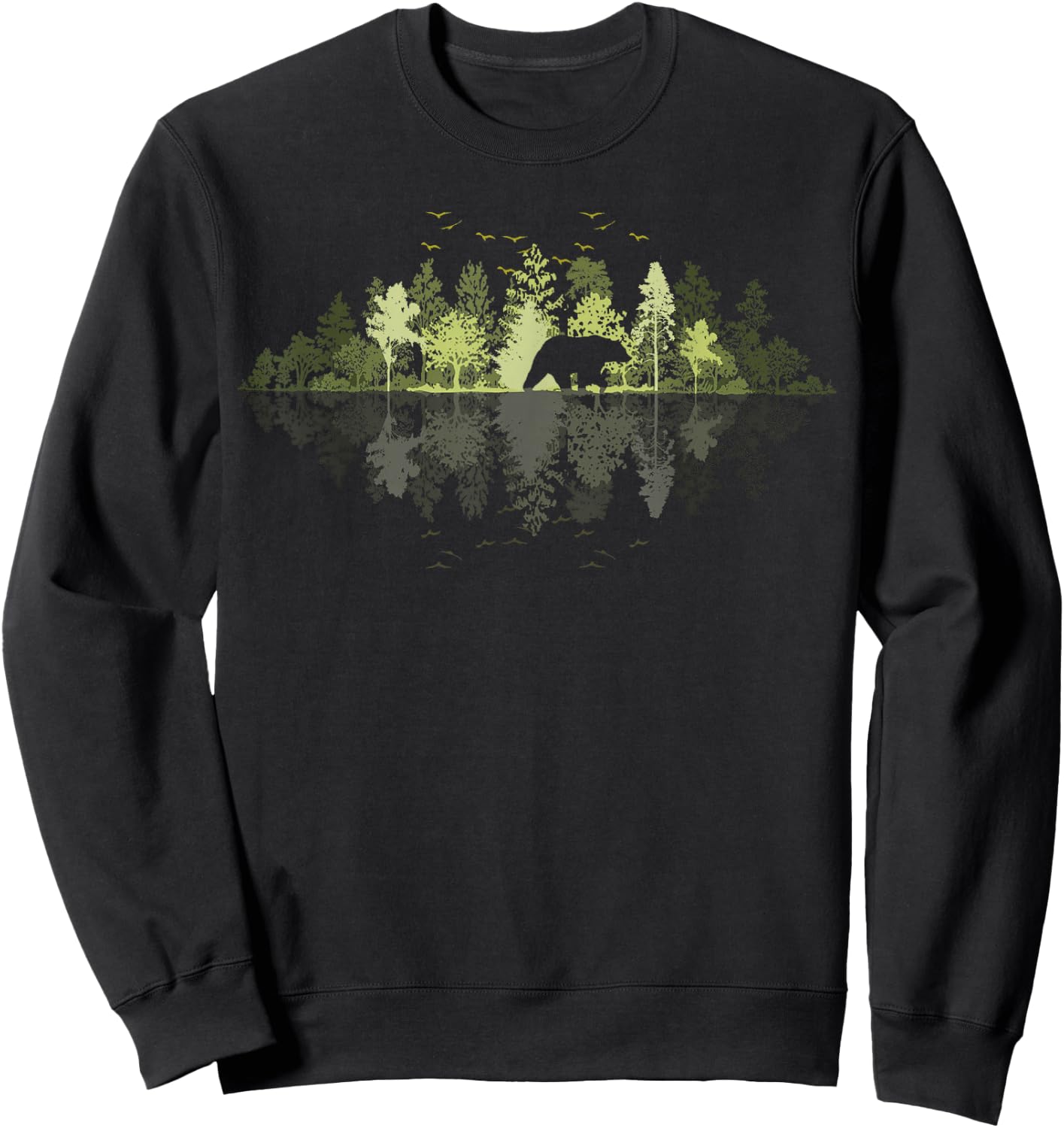 Trees Reflection Wildlife Nature Animal Bear Outdoor Forest Sweatshirt - Sweatshirt | Black