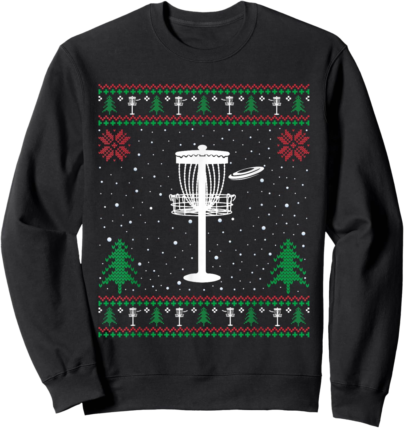Funny Disc Golf Lovers Santa Hat Ugly Christmas Sweater Sweatshirt - Sweatshirt | Black