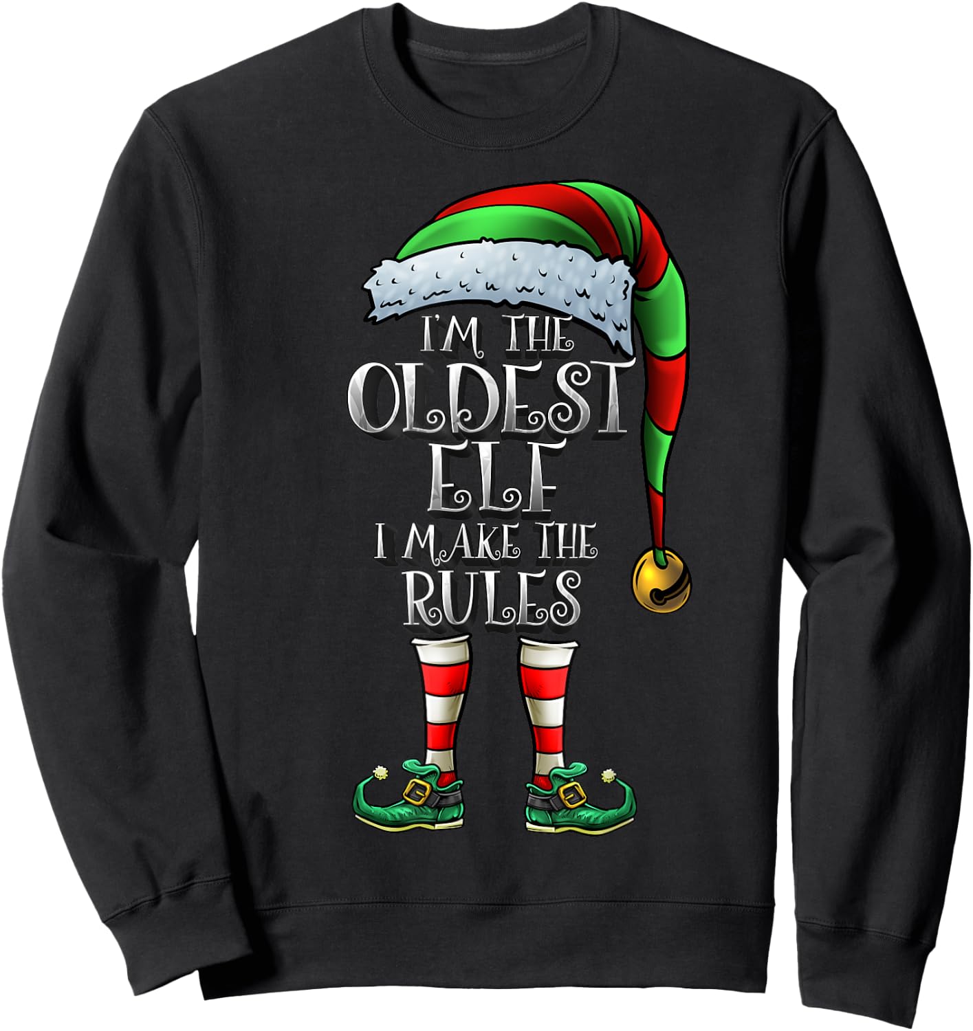 The Oldest Elf Shirt Matching Family Oldest Christmas Elf Sweatshirt - Sweatshirt | Black