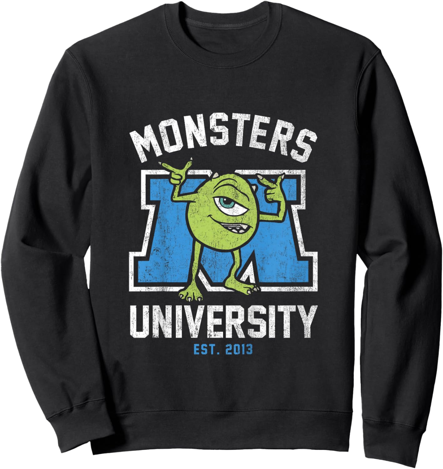 Kids Disney Pixar Monsters University Mike Wazowski Distressed Sweatshirt - Sweatshirt | Black