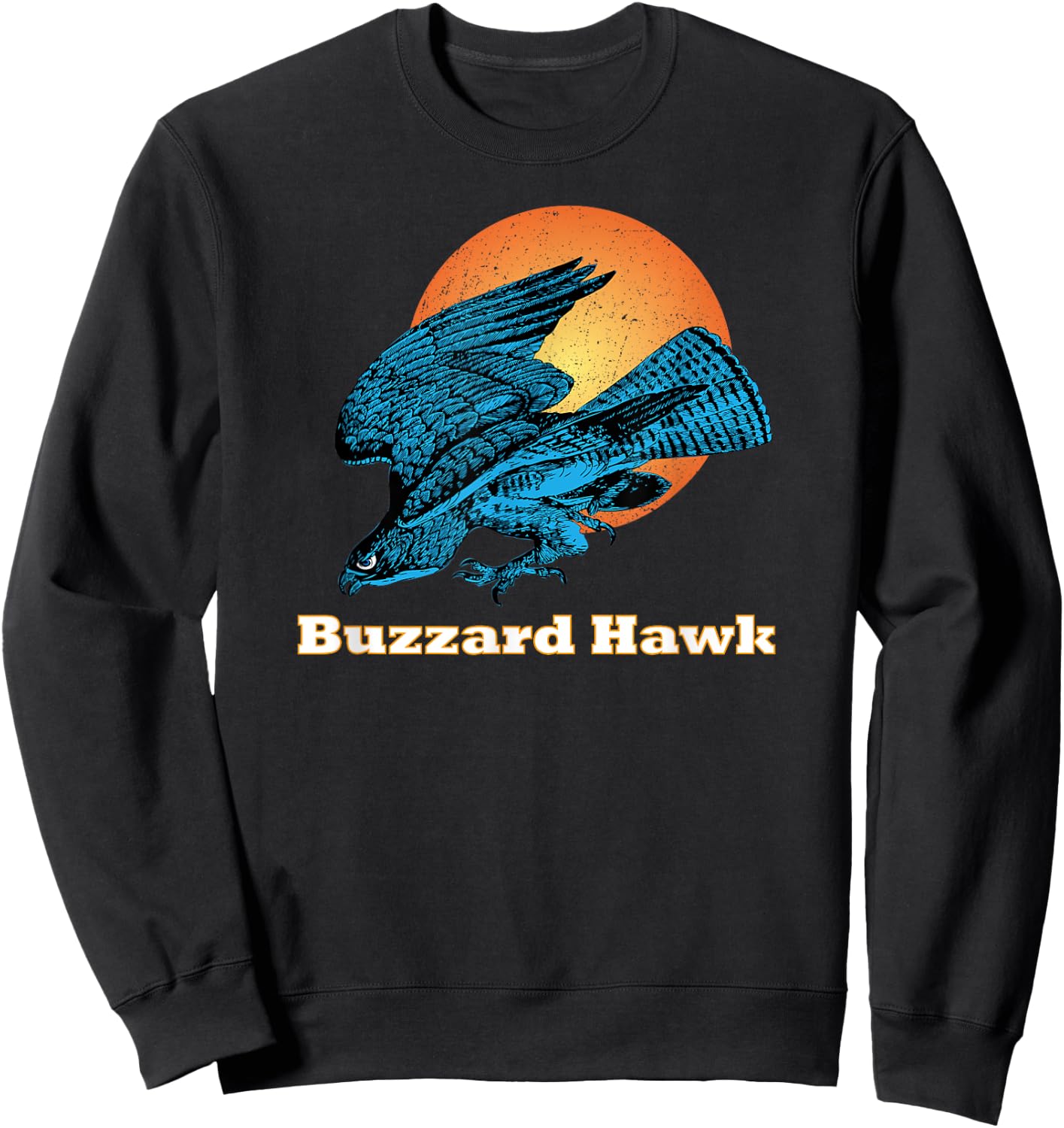 Happy Happy Halloween Blue Buzzard Hawk Orange Moon Light Sweatshirt - Sweatshirt | Black