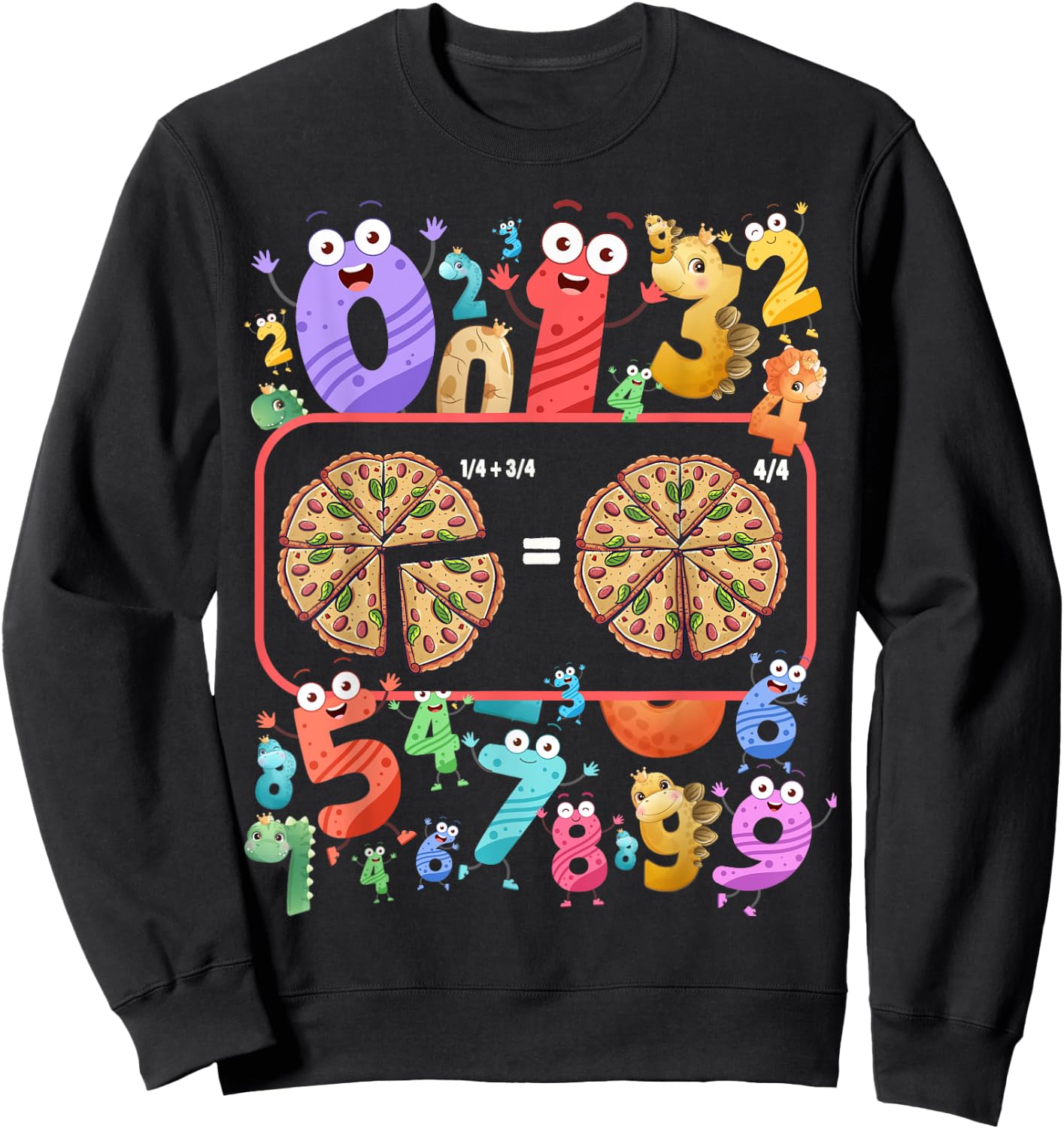 Maths Day Costume Idea For Kids & Pizza Numbers Fraction Sweatshirt - Sweatshirt | Black