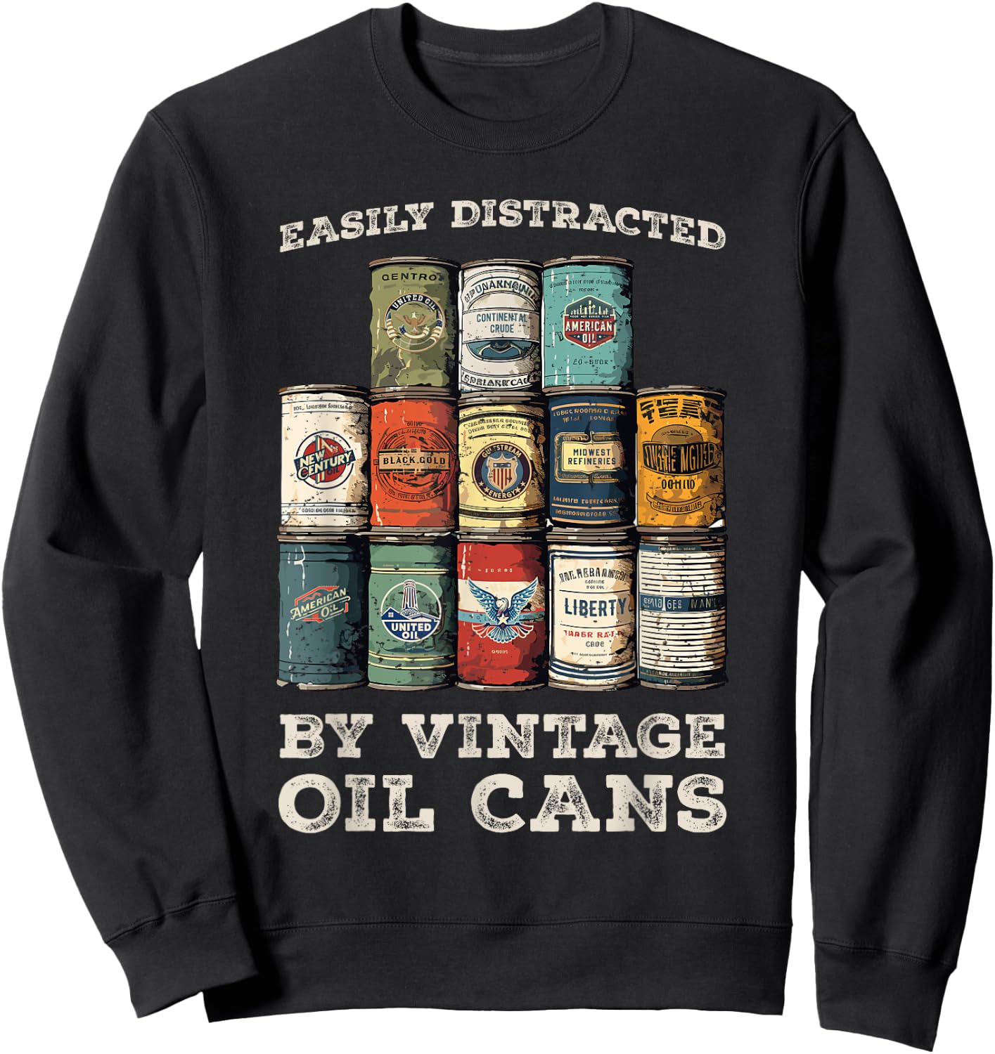 Vintage Oil Can Petroliana Classic Auto Repair Sweatshirt - Sweatshirt | Black