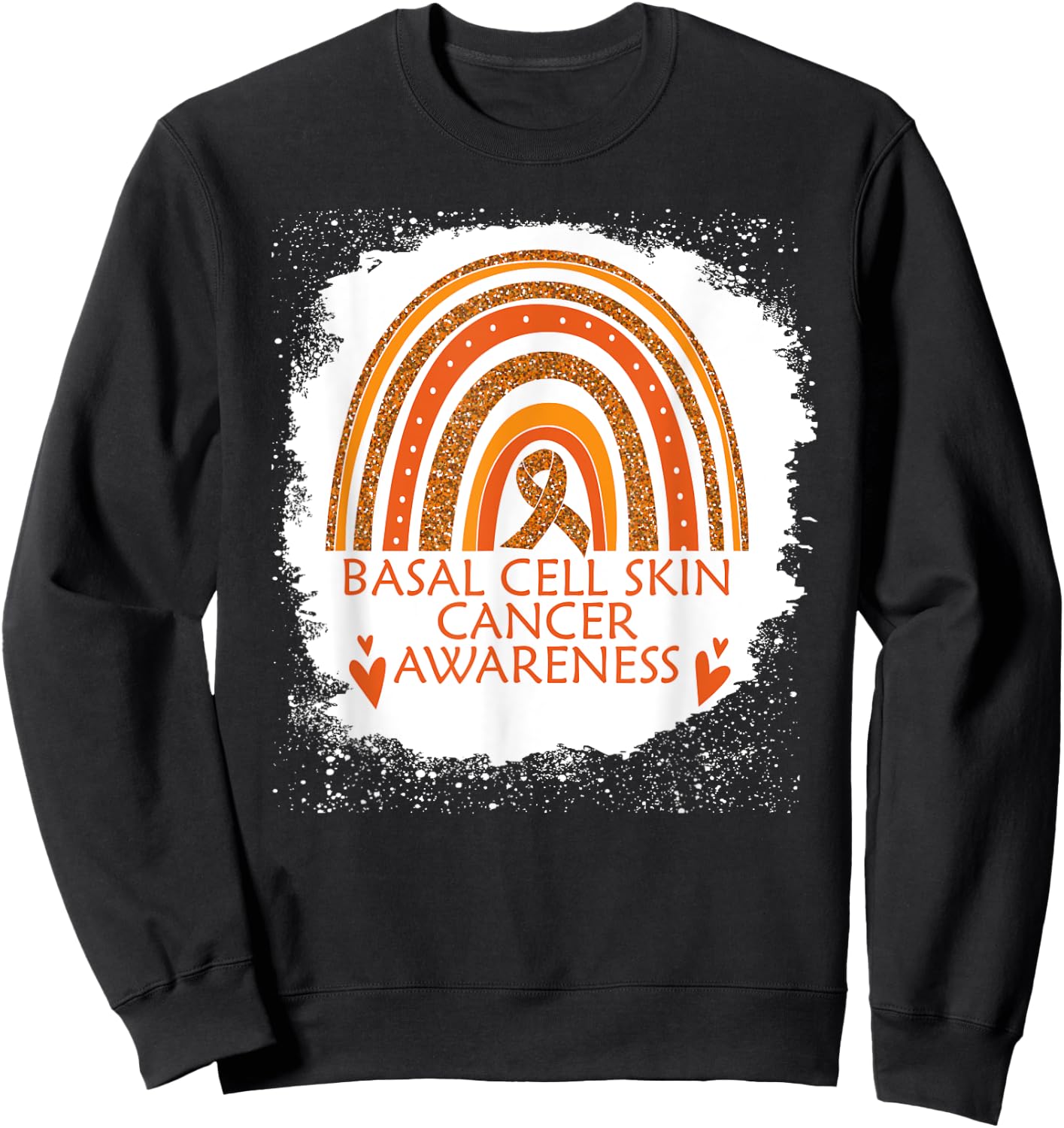 Basal Cell Skin Cancer Awareness Bleached Rainbow Men Women Sweatshirt - Sweatshirt | Black