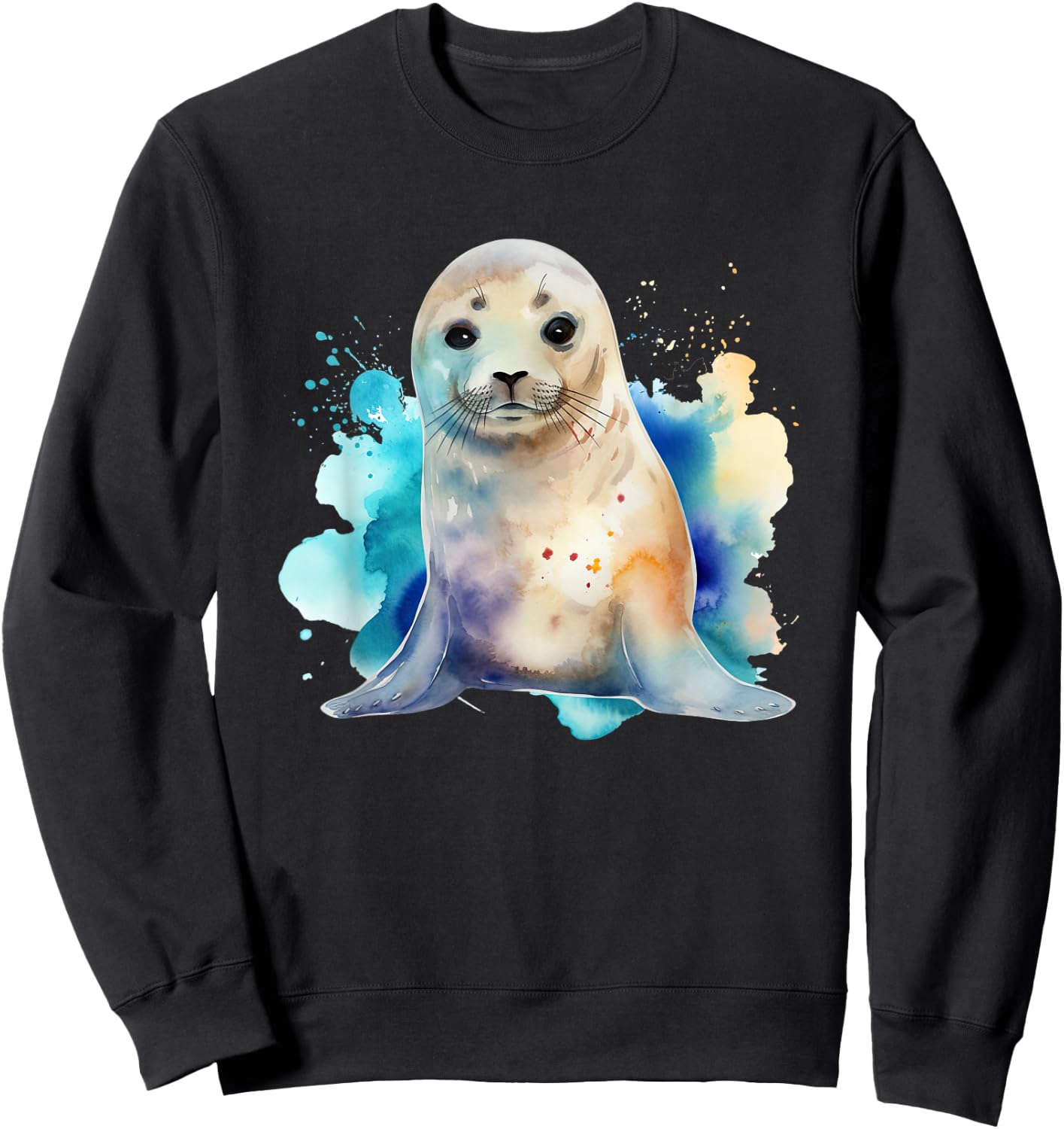 Seal Watercolor Sea Lion Sweatshirt - Sweatshirt | Black