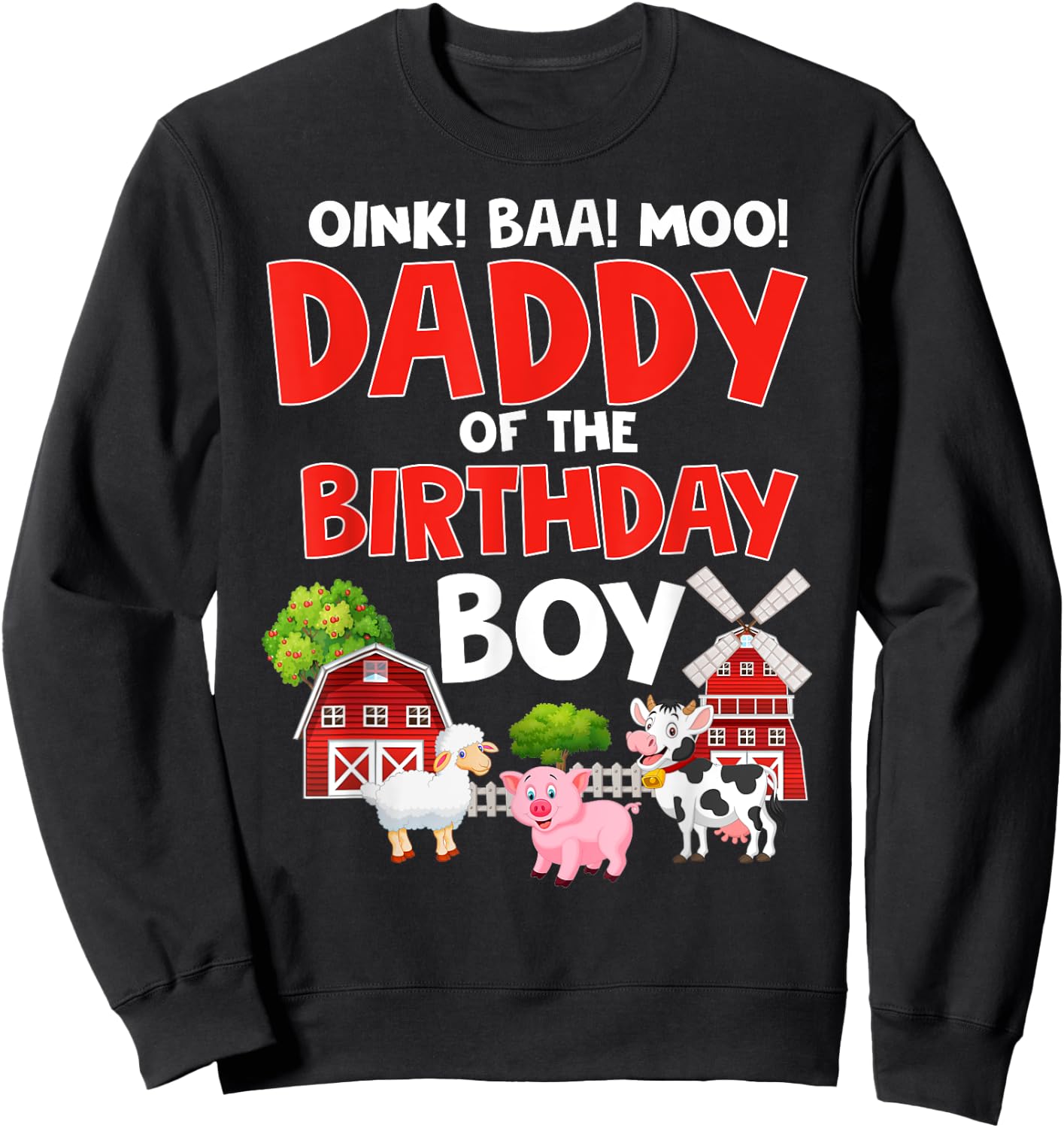 Daddy of The Birthday Boy Shirt Farm Animals Tractor Party Sweatshirt - Sweatshirt | Black