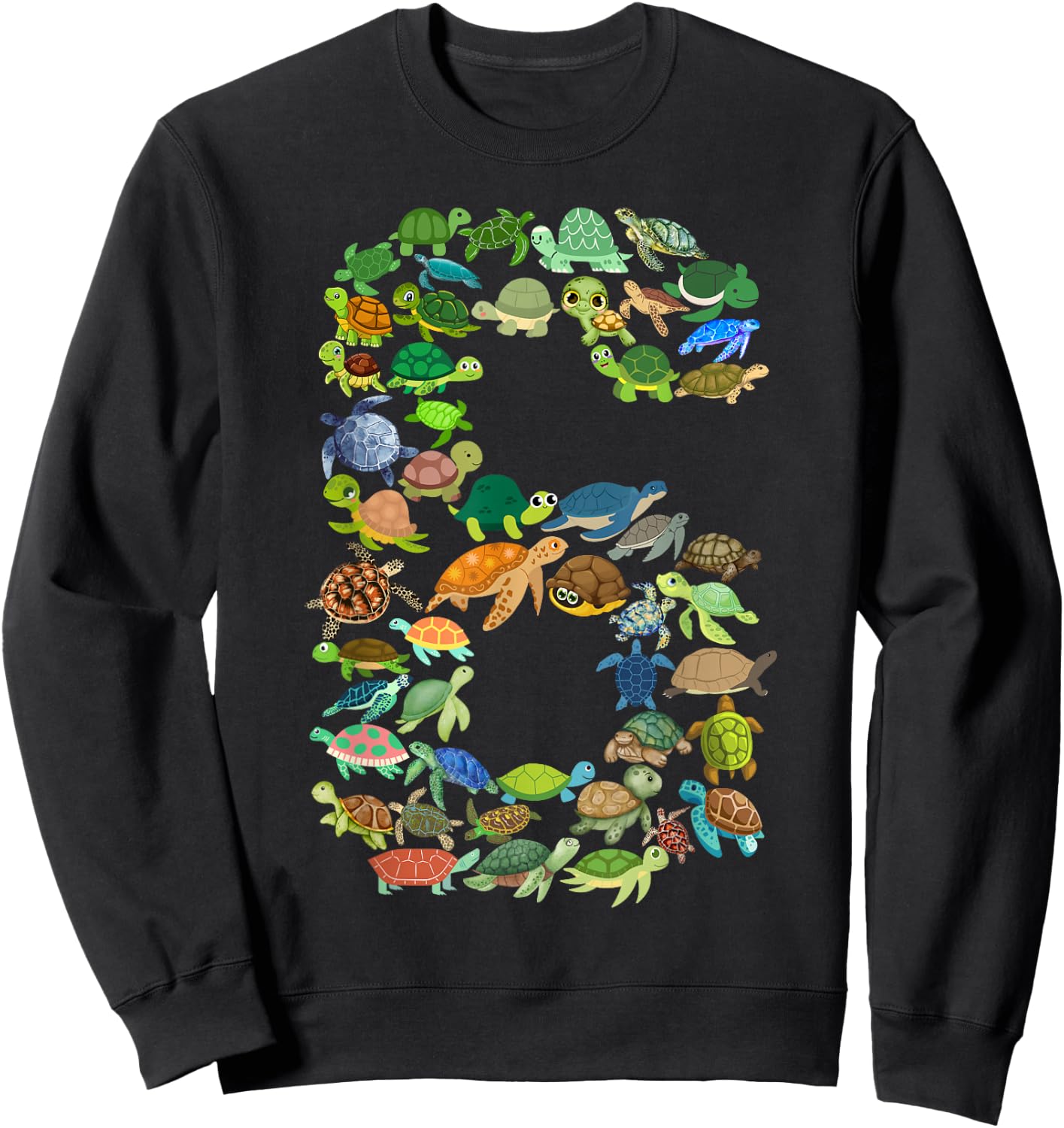 Kids 6th Birthday Sea Turtle Tortoise Themed 6 Year Old Boys Sweatshirt - Sweatshirt | Black