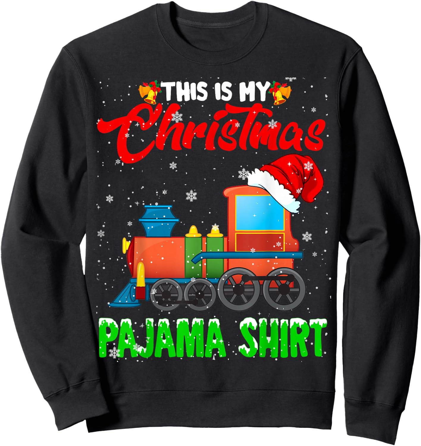 Christmas Pajama Funny Santa Train Farmer Kids Christmas Sweatshirt - Sweatshirt | Black