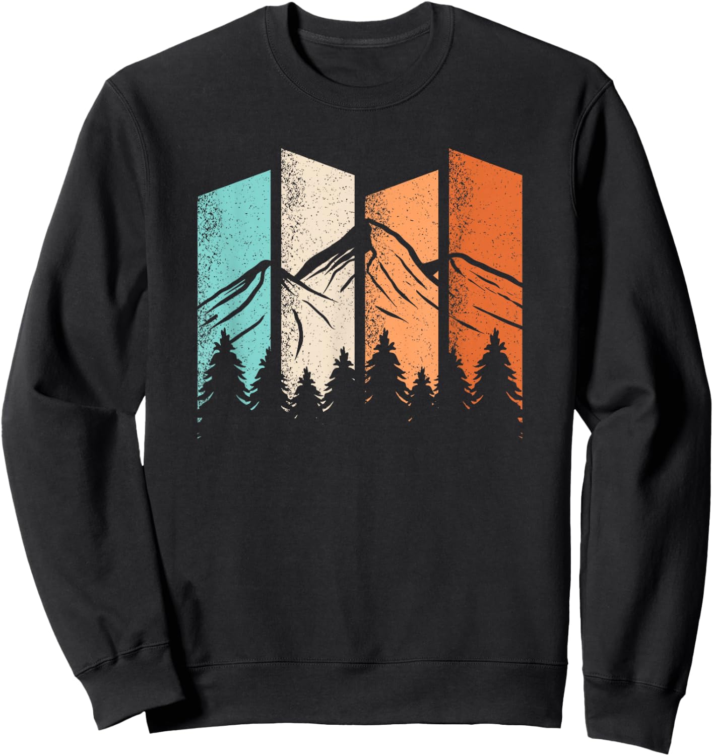 Retro Camping Hiking Nature Landscape Outdoor Men Women Sweatshirt - Sweatshirt | Black