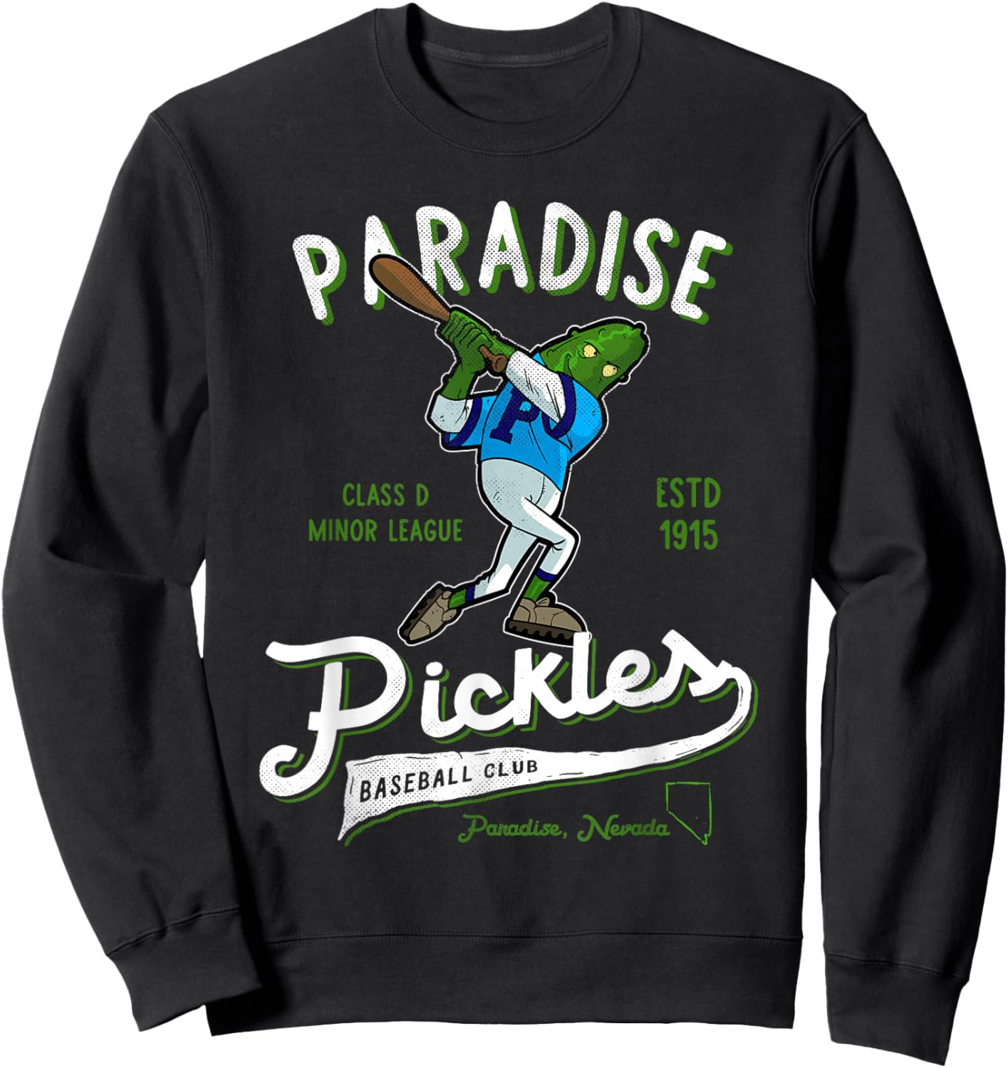 Paradise Pickles Retro Minor League Baseball Team Sweatshirt - Sweatshirt | Black