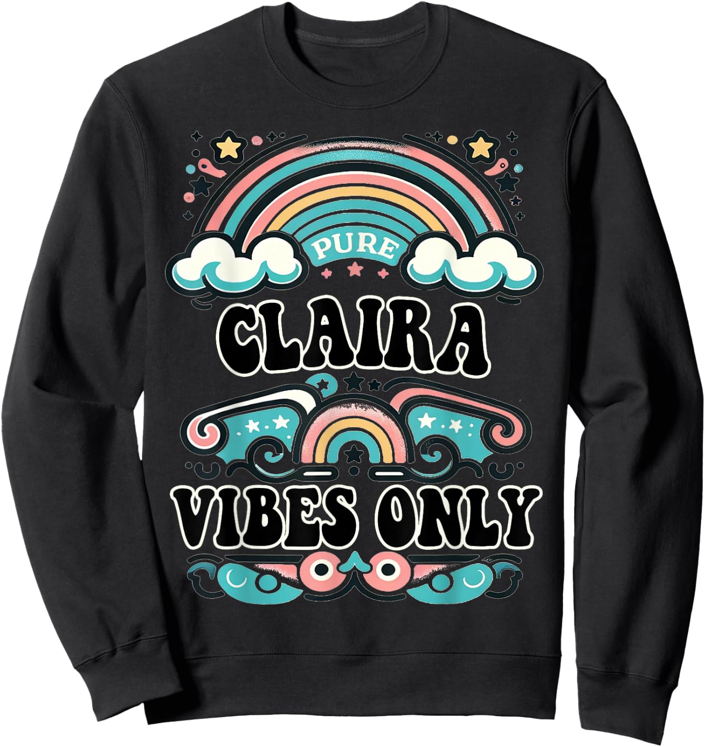 CLAIRA Vibes Only Cute Retro Girls CLAIRA Name Sweatshirt - Sweatshirt | Black