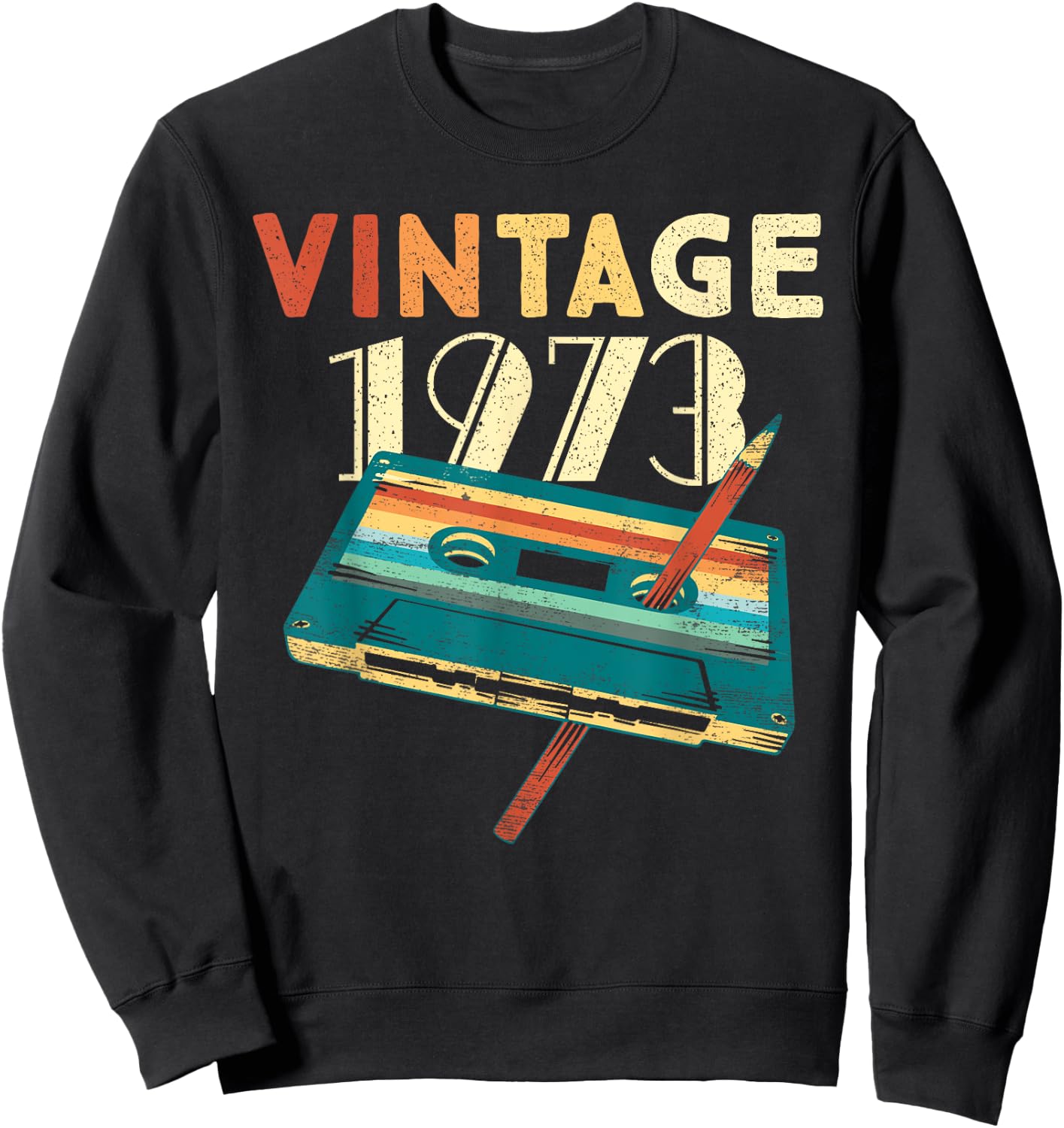 Vintage 1973 Music Cassette 52nd Birthday Gifts 52 Years Old Sweatshirt - Sweatshirt | Black