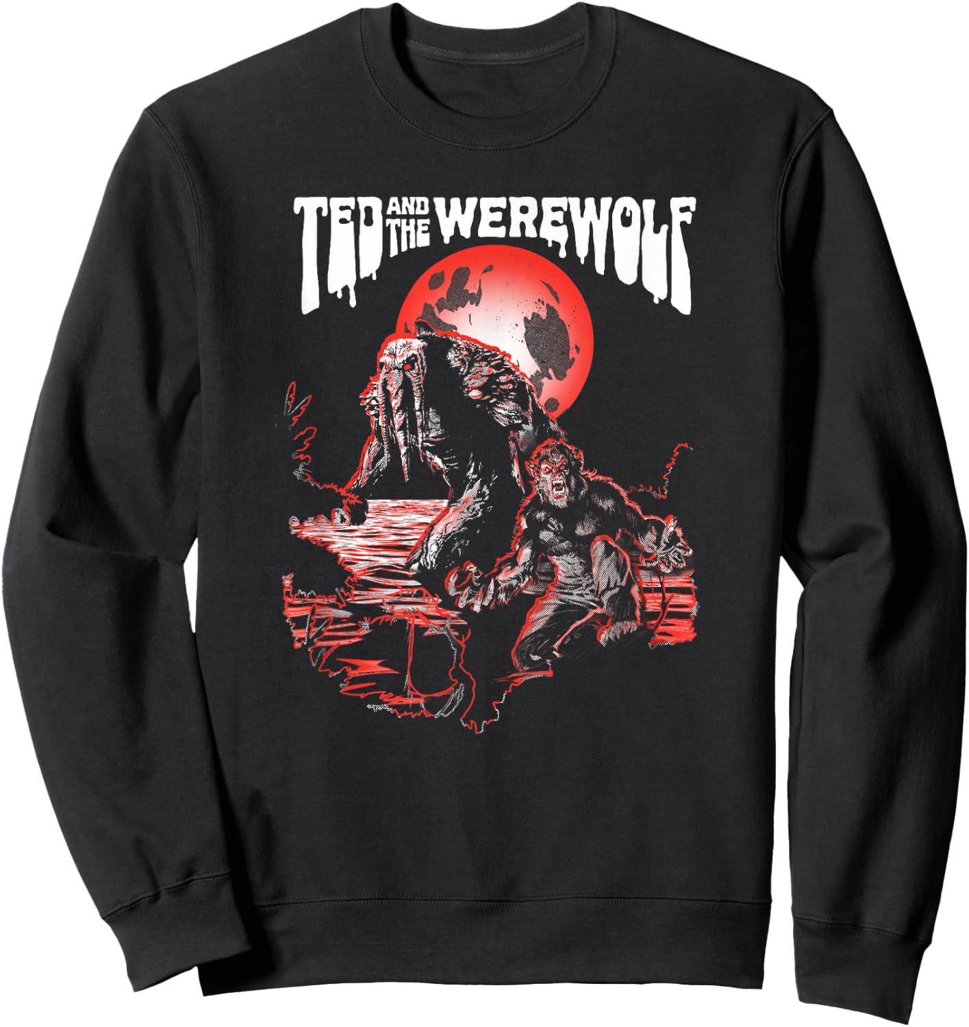 Marvel Werewolf by Night Ted And The Werewolf Comic Red Sweatshirt - Sweatshirt | Black