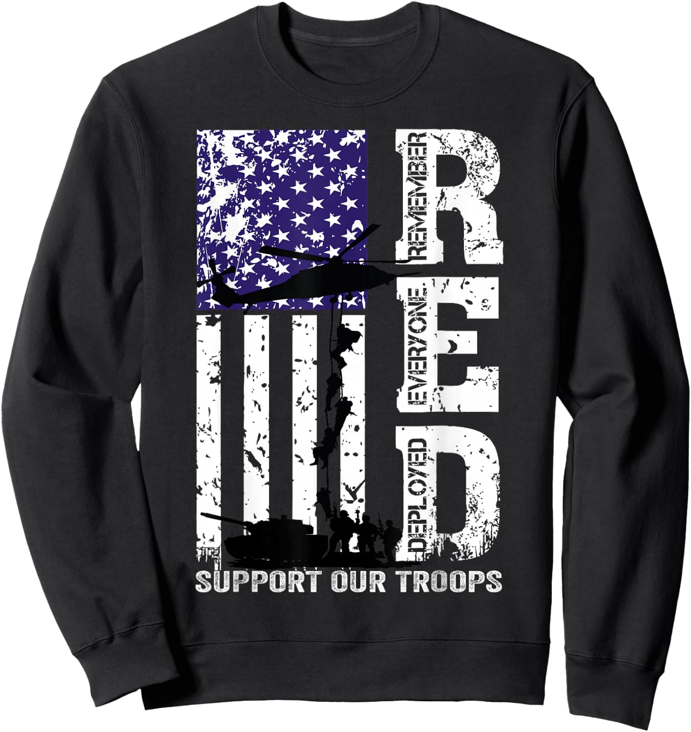 R.E.D. Remember Everyone Deployed Red Friday Military Sweatshirt - Sweatshirt | Black