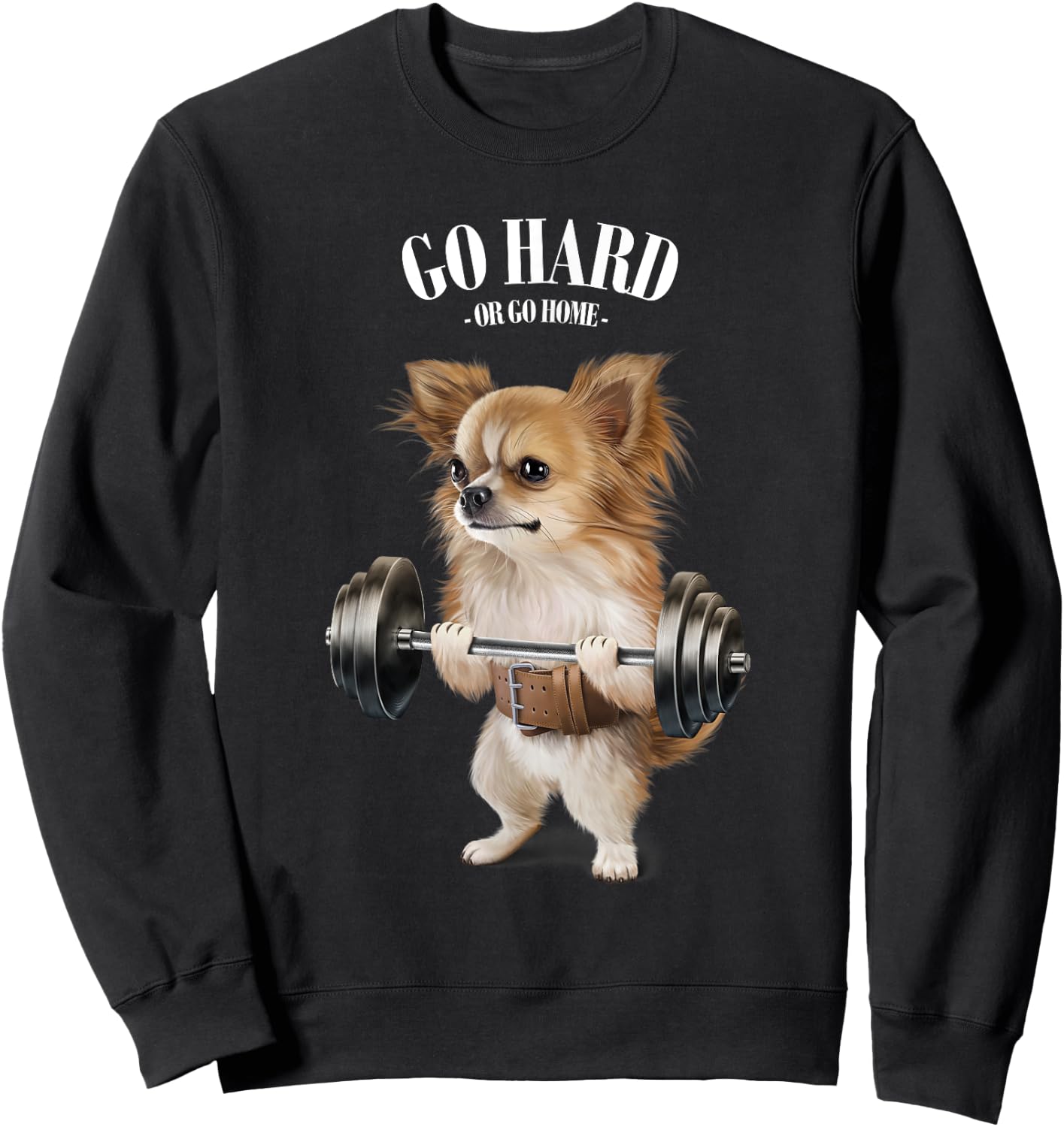 Chihuahua Dog Weightlifting in Fitness Gym Men Women Kids Sweatshirt - Sweatshirt | Black