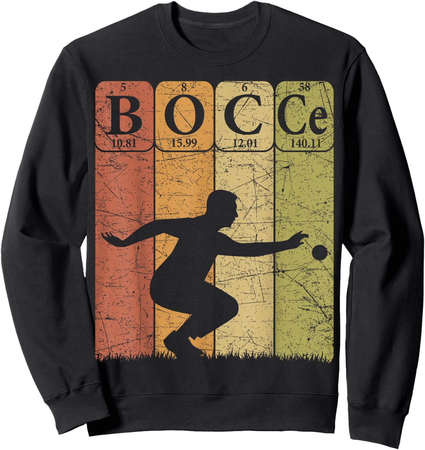 Bocce Periodic Table Elements Bocce Player Petanque Vintage Sweatshirt - Sweatshirt | Black