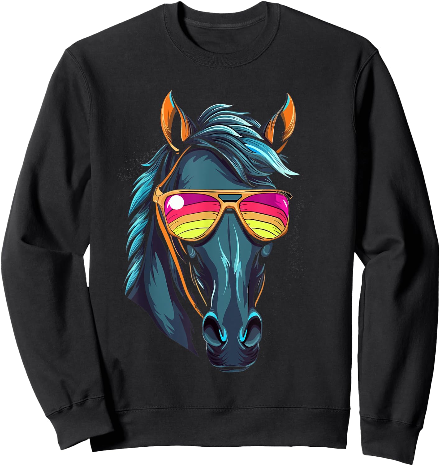 Funny Horse Racing Cool Sunglasses KY Derby Jockey Costume Sweatshirt - Sweatshirt | Black
