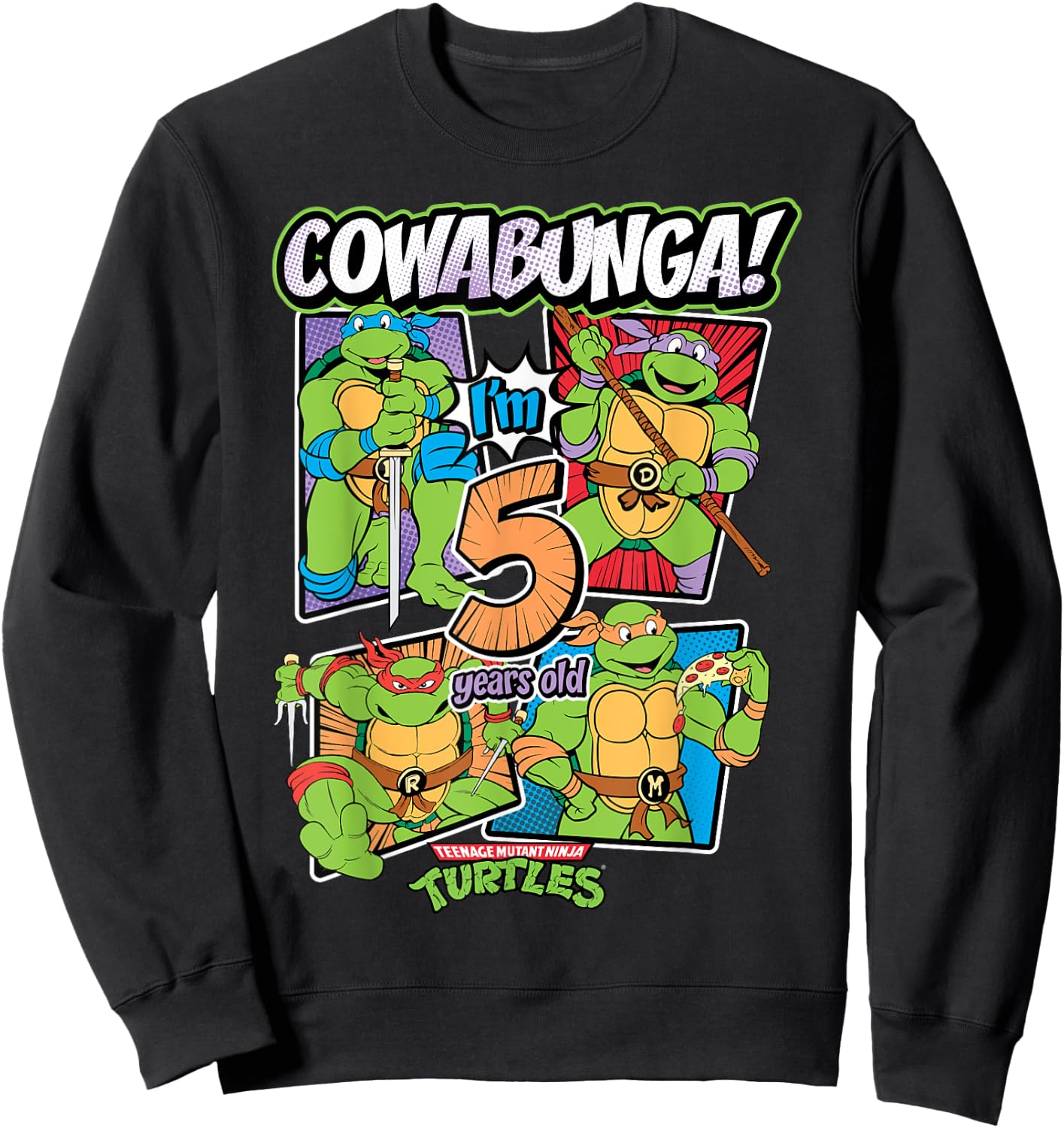 Mademark x Teenage Mutant Ninja Turtles - Cowabunga I'm 5 Years Old Teenage Mutant Ninja Turtles Sweatshirt - Sweatshirt | Black