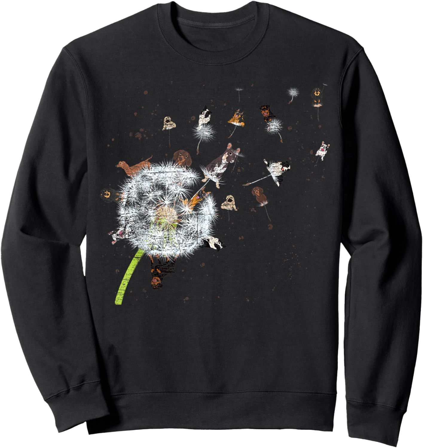 Puppy Dandelion Dog Lover Dog Owner Flower Animal Dog Women Kids Sweatshirt - Sweatshirt | Black