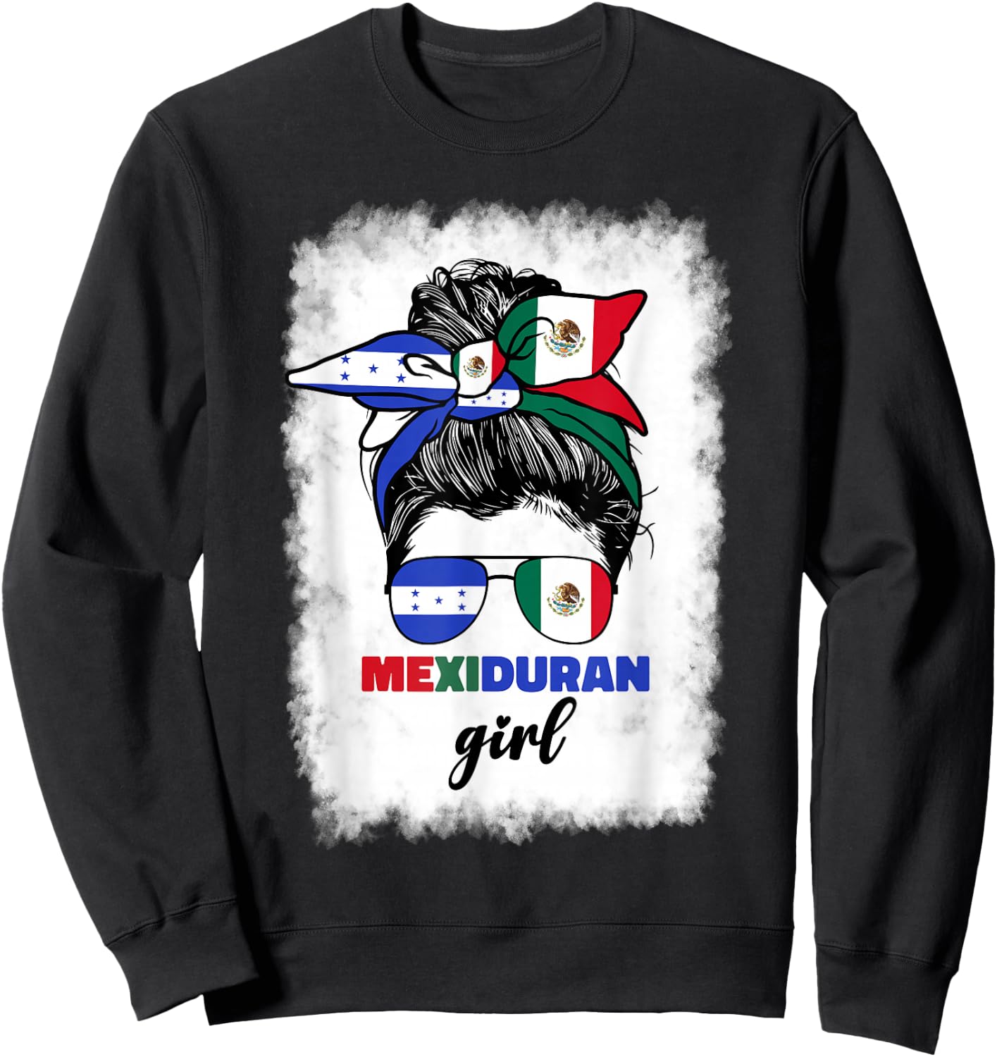 Half Mexican And Honduran Mexico Honduras Flag Girl Sweatshirt - Sweatshirt | Black