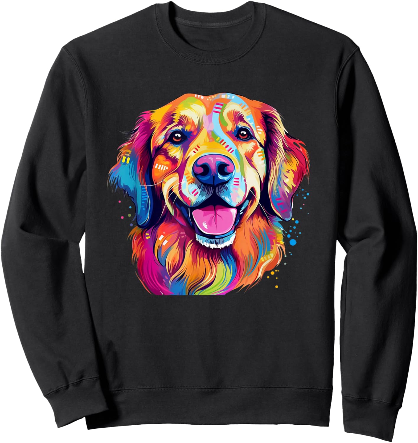 Colorful Golden Retriever with big eyes Portrait Pop Art Sweatshirt - Sweatshirt | Black