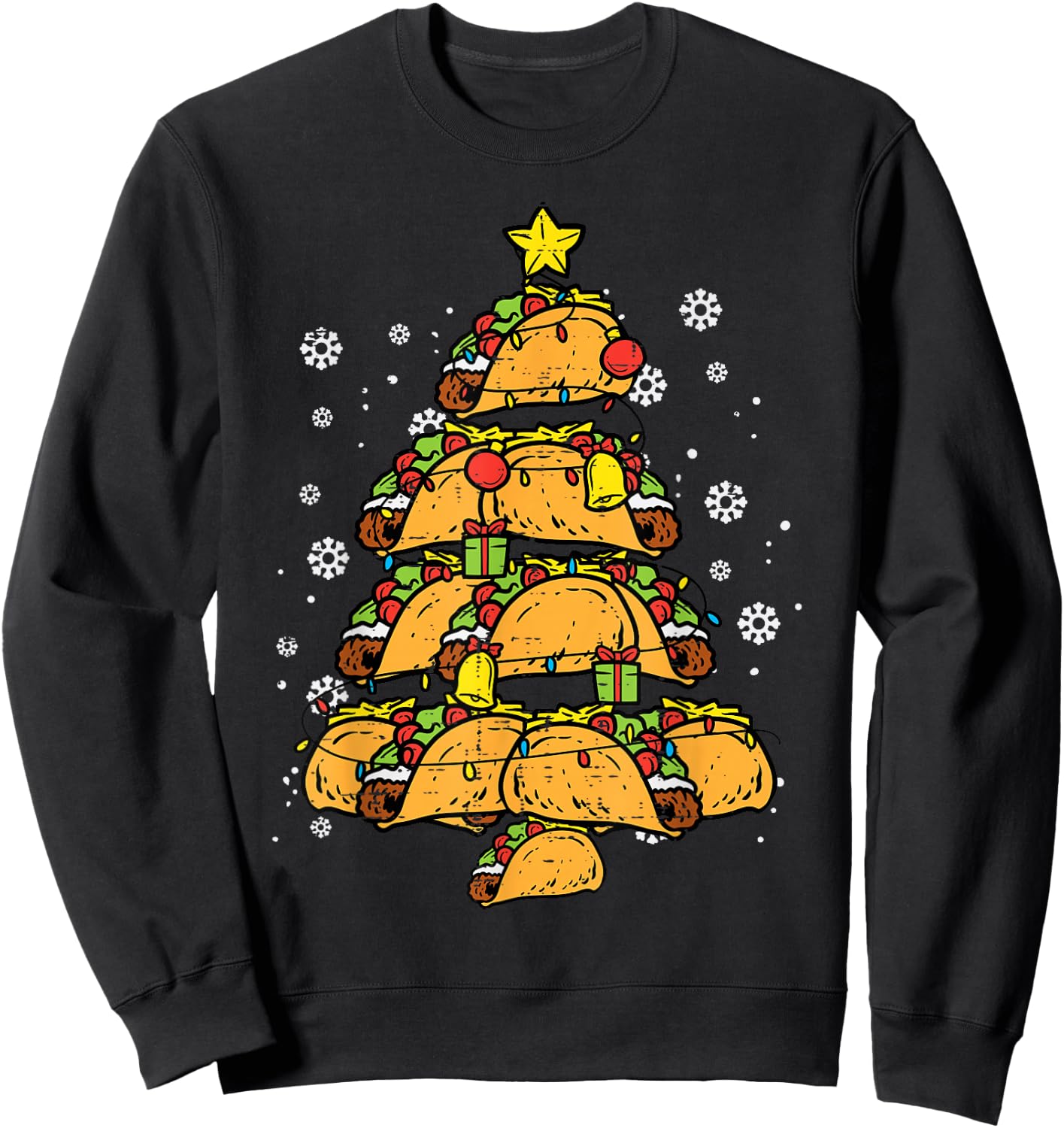 Taco Christmas Tree Xmas Mexican Food Men Women Kids Sweatshirt - Sweatshirt | Black