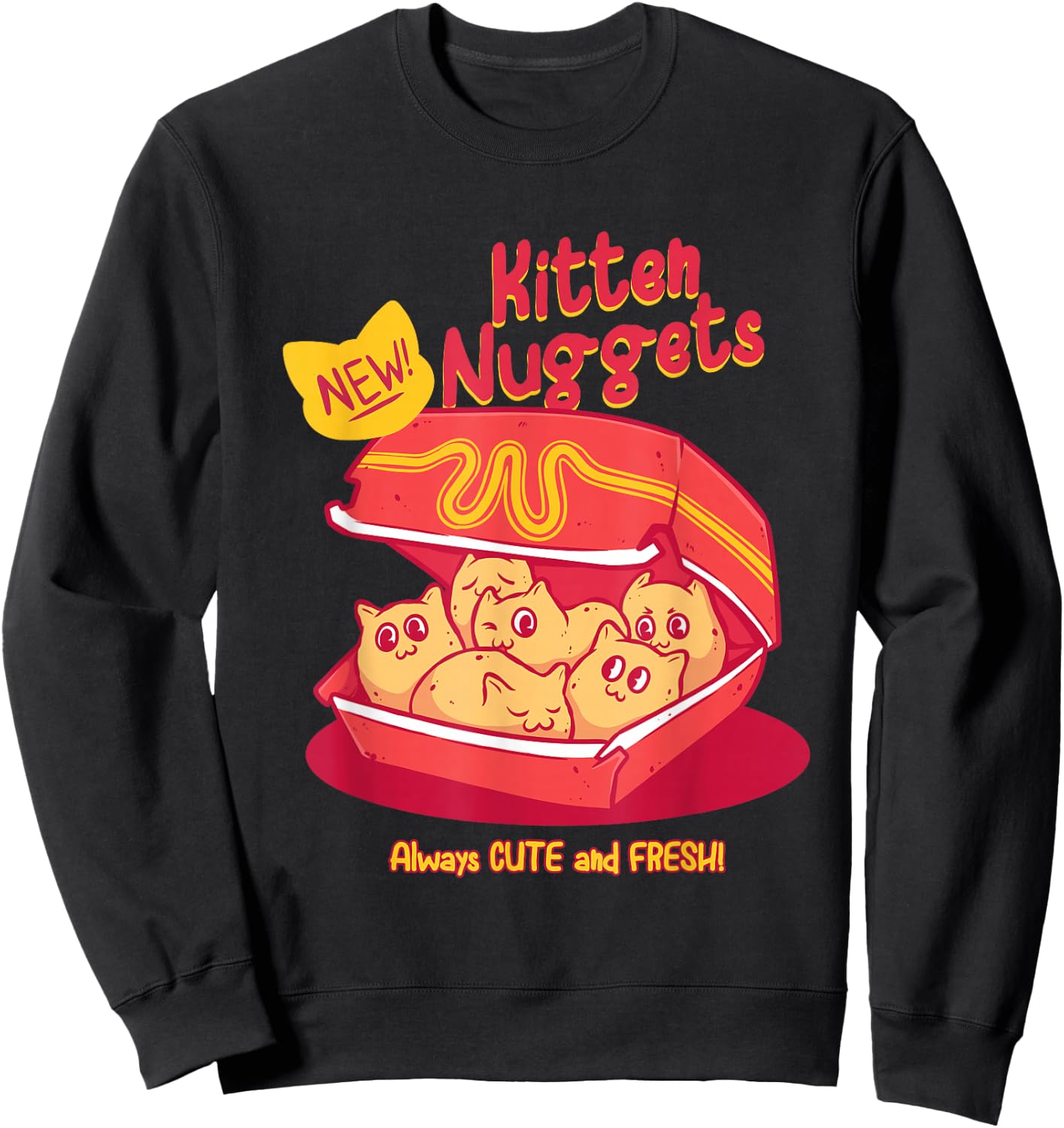 Kitten Nuggets Shirt Cat Chicken Nuggets Fast Food Lover Sweatshirt - Sweatshirt | Black