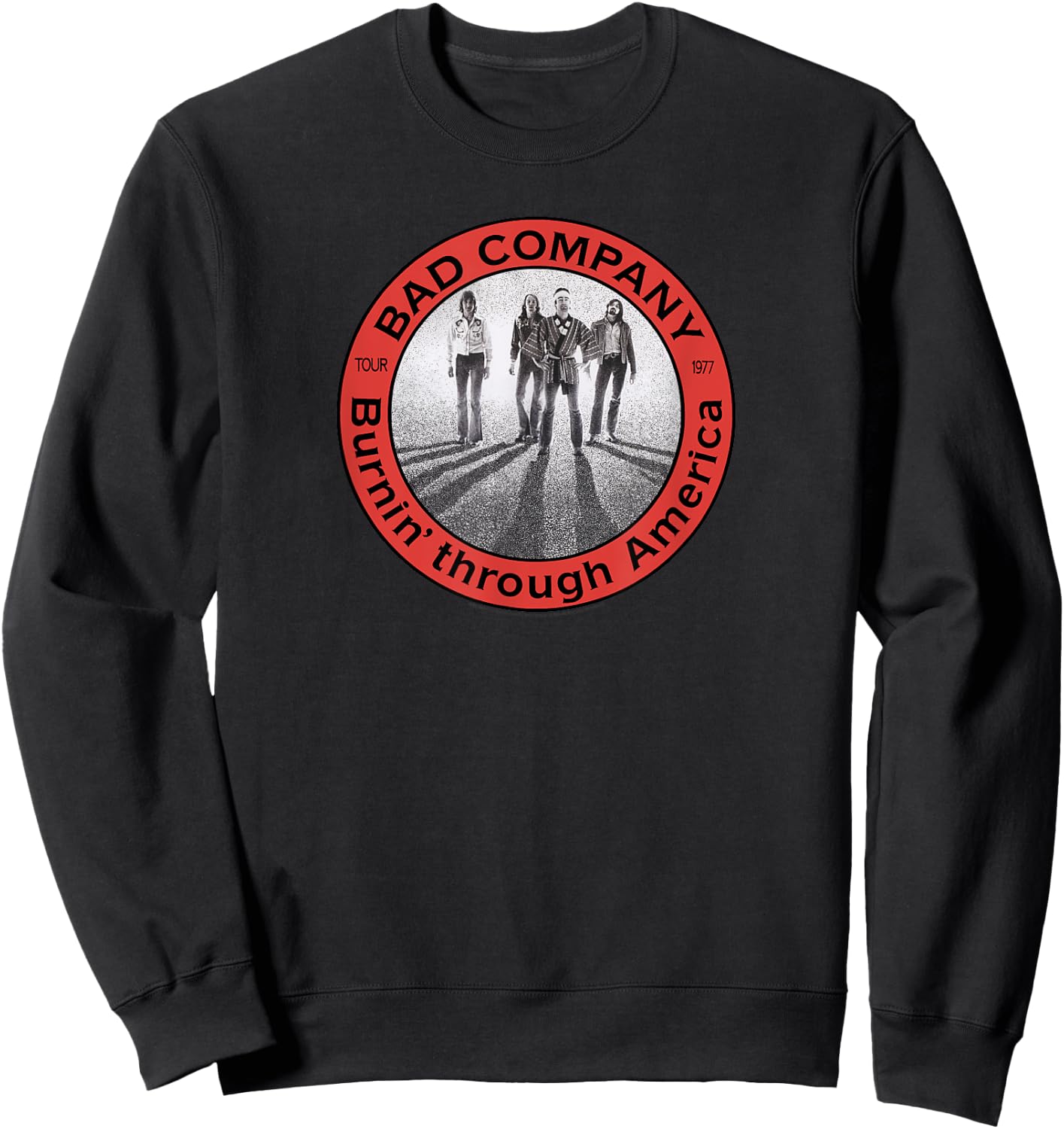 Bad Company Burnin' Through America Tour 1977 Sweatshirt - Sweatshirt | Black