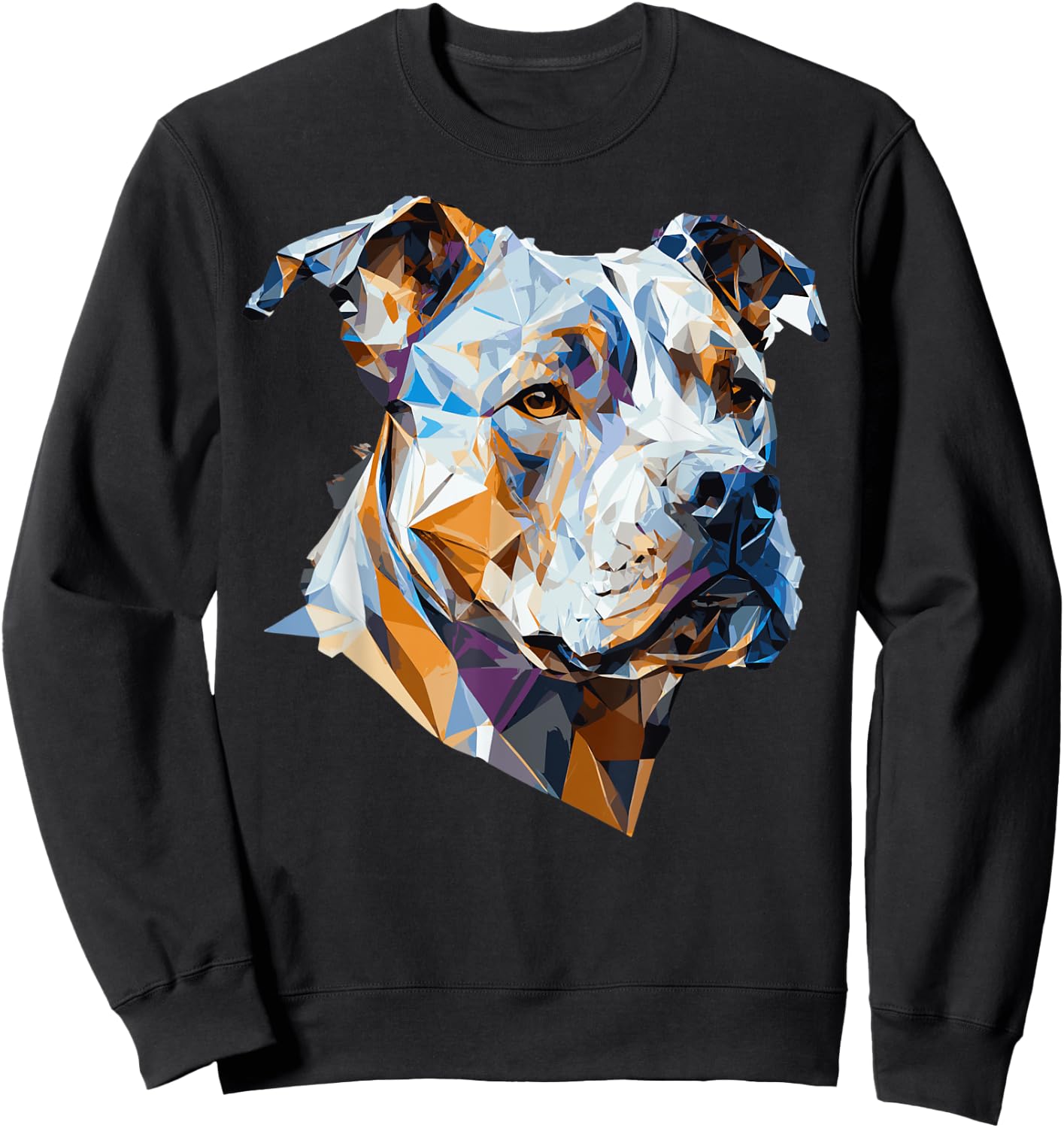 Geometric Pitbull Pet Dog Abstract Polygonal Dog Breed Sweatshirt - Sweatshirt | Black