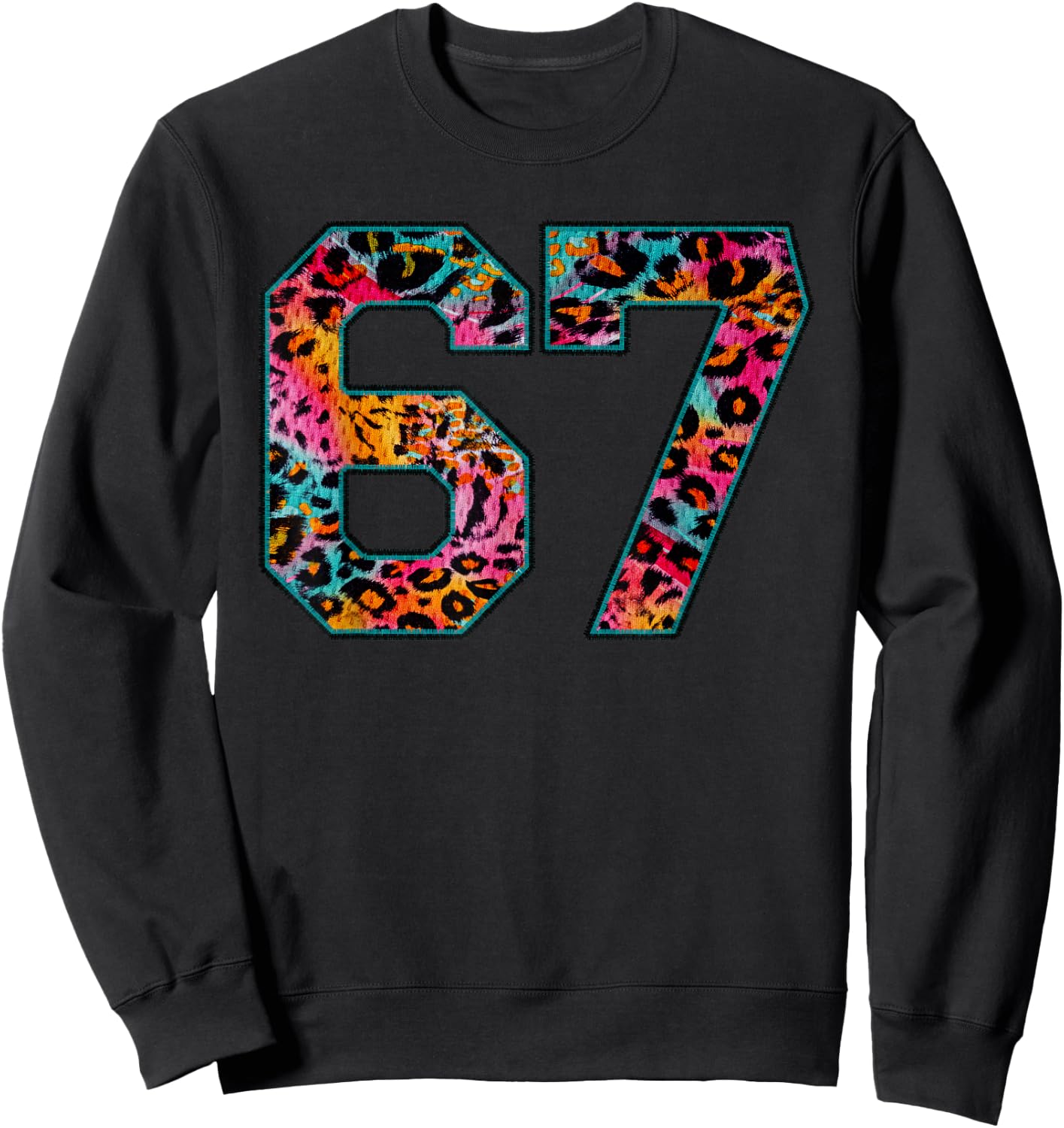 Number 67 in Retro Animal Print Fanwear Sports Player Sweatshirt - Sweatshirt | Black