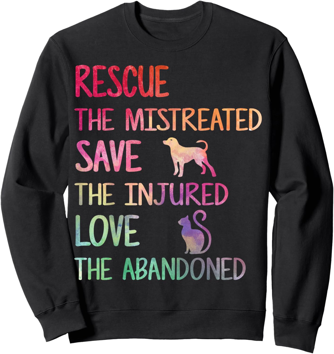 Rescue Save Love PET Animal Shelter Volunteer Gifts Sleeve Sweatshirt - Sweatshirt | Black