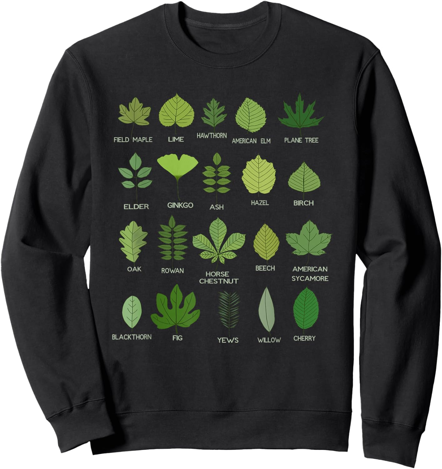 Leaf Identification Chart Sweatshirt - Sweatshirt | Black